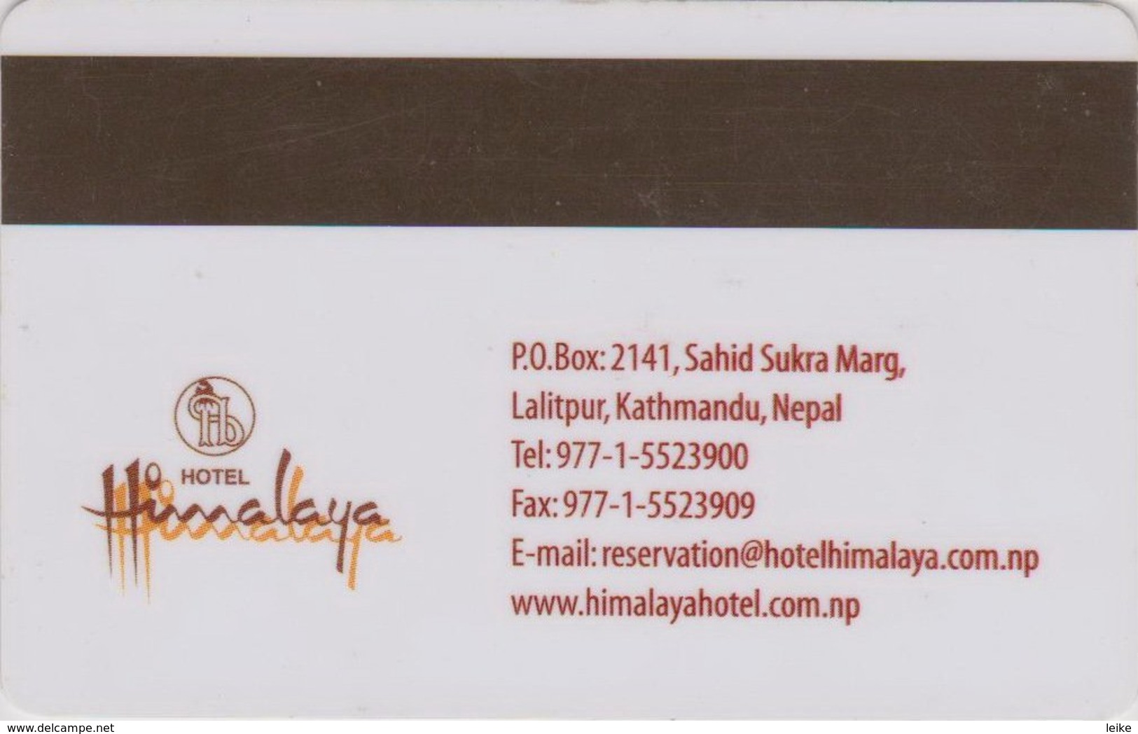 Hotel-Himalaya NEPAL[2525]-----key Card, Room Key, Schlusselkarte, Hotelkarte - Hotelkarten