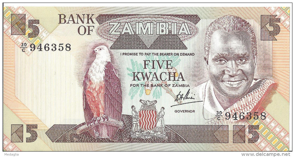 ZAMBIE - 5 Kwacha (1980-88) UNC - Zambie