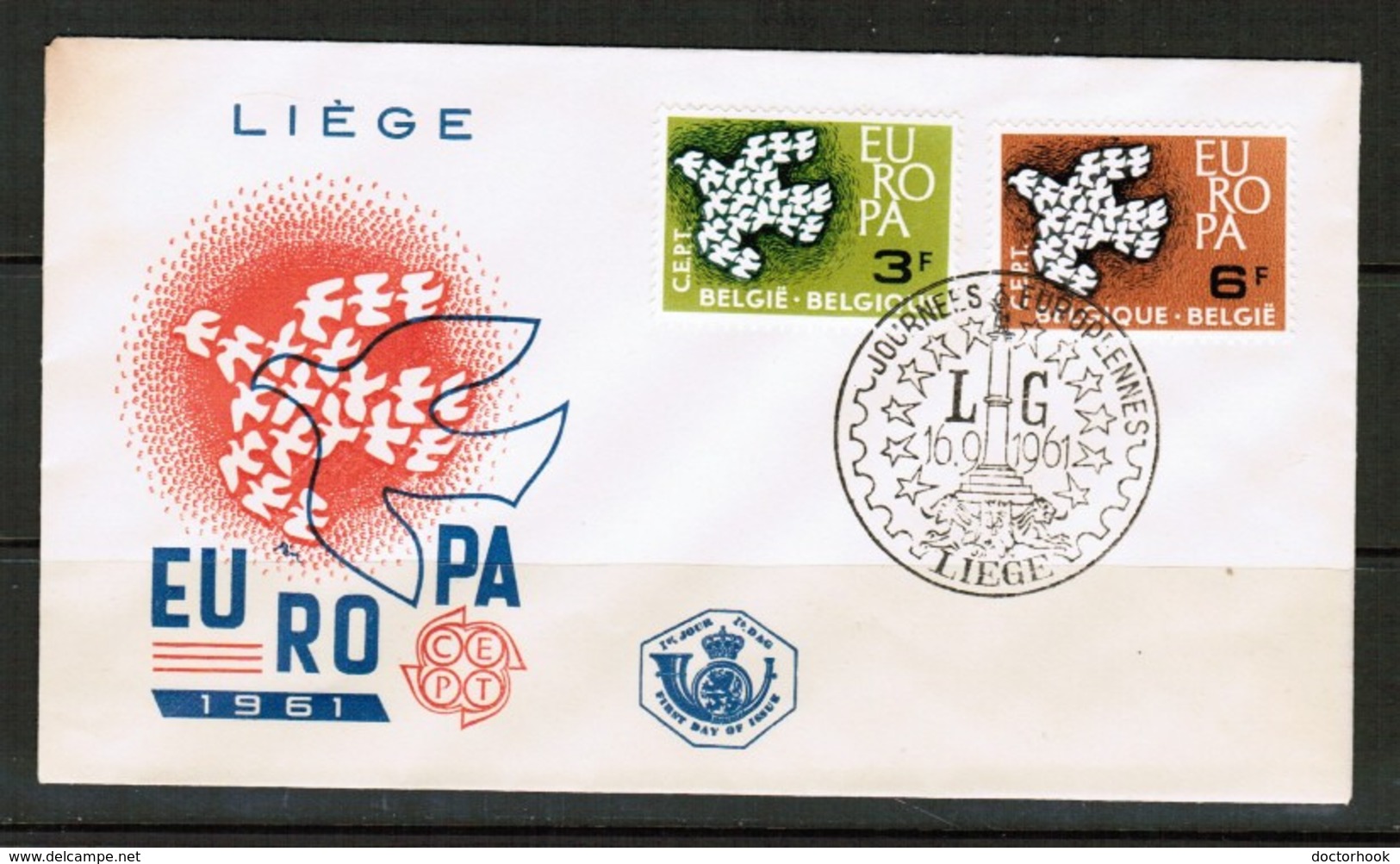 BELGIUM   Scott # 572-3 On 1961 "EUROPA" FIRST DAY COVER (F.D.C.) (OS-518) - 1961