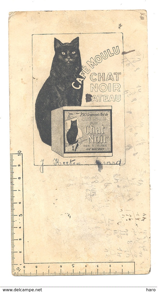 Buvard - Café Moulu  " CHAT NOIR " Avec Règle Graduée - Etat Très Usagé. (b269) - Café & Thé