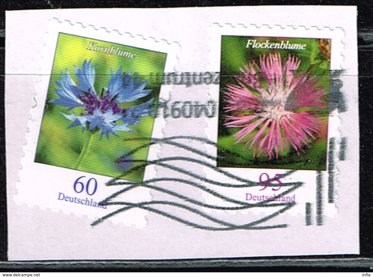 Bund 2019,Michel# 3481 + 3483 O Blumen: Kornblume + Flockenblume, Selbstklebend - Usados