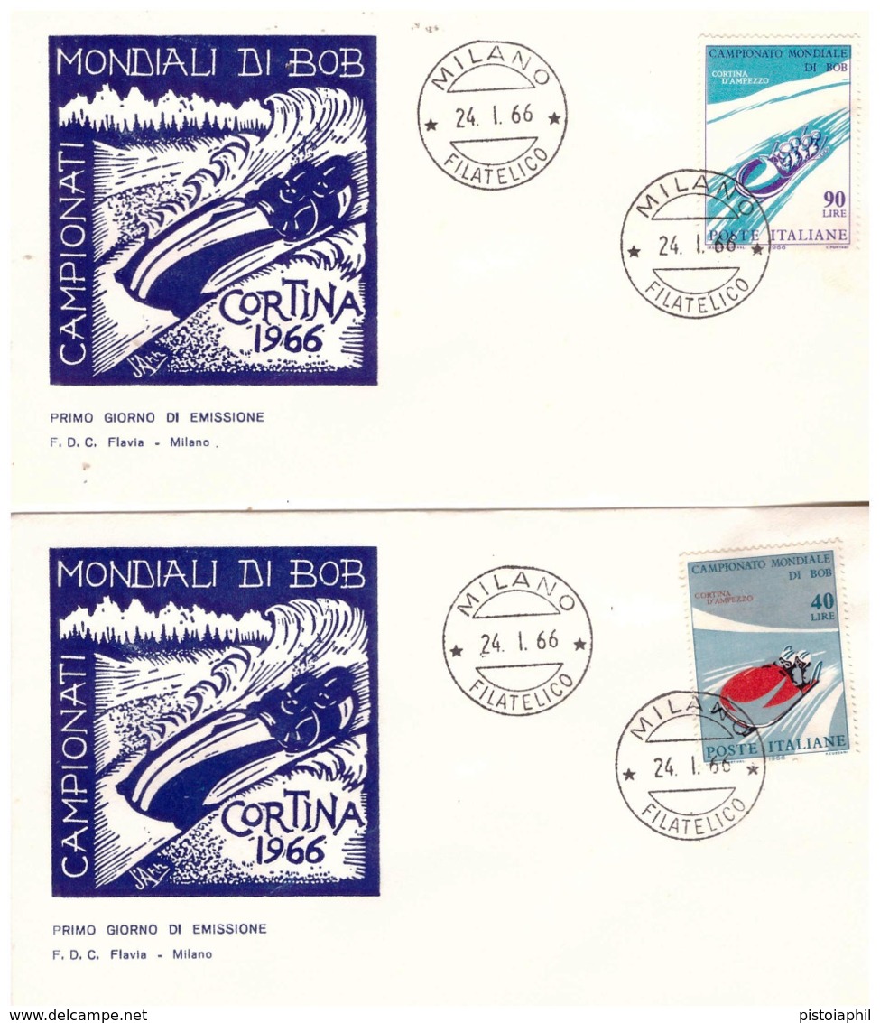 2 Fdc Flavia: MONDIALI DI BOB 1966; No Viaggiata; AF_Milano - FDC