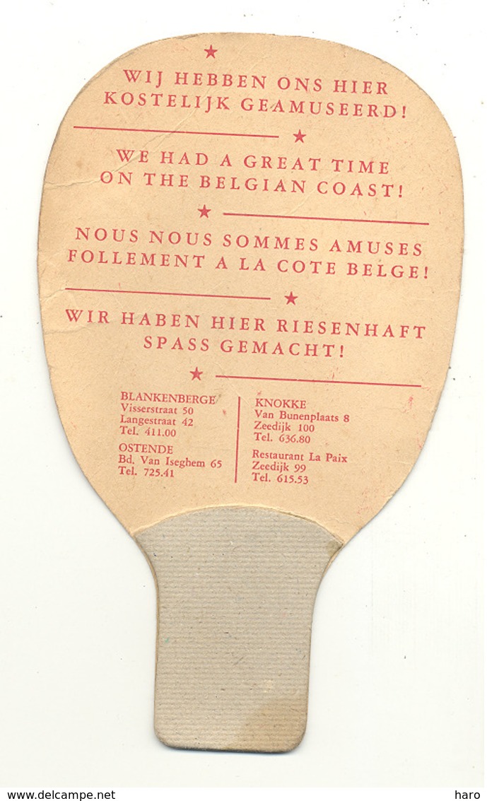 TOP !! Rare - Raquette De Ping-pong Publicitaire - Blankenberge, Oostende, Knokke - Jeu, Jouet, Sport,...(b269) - Publicités