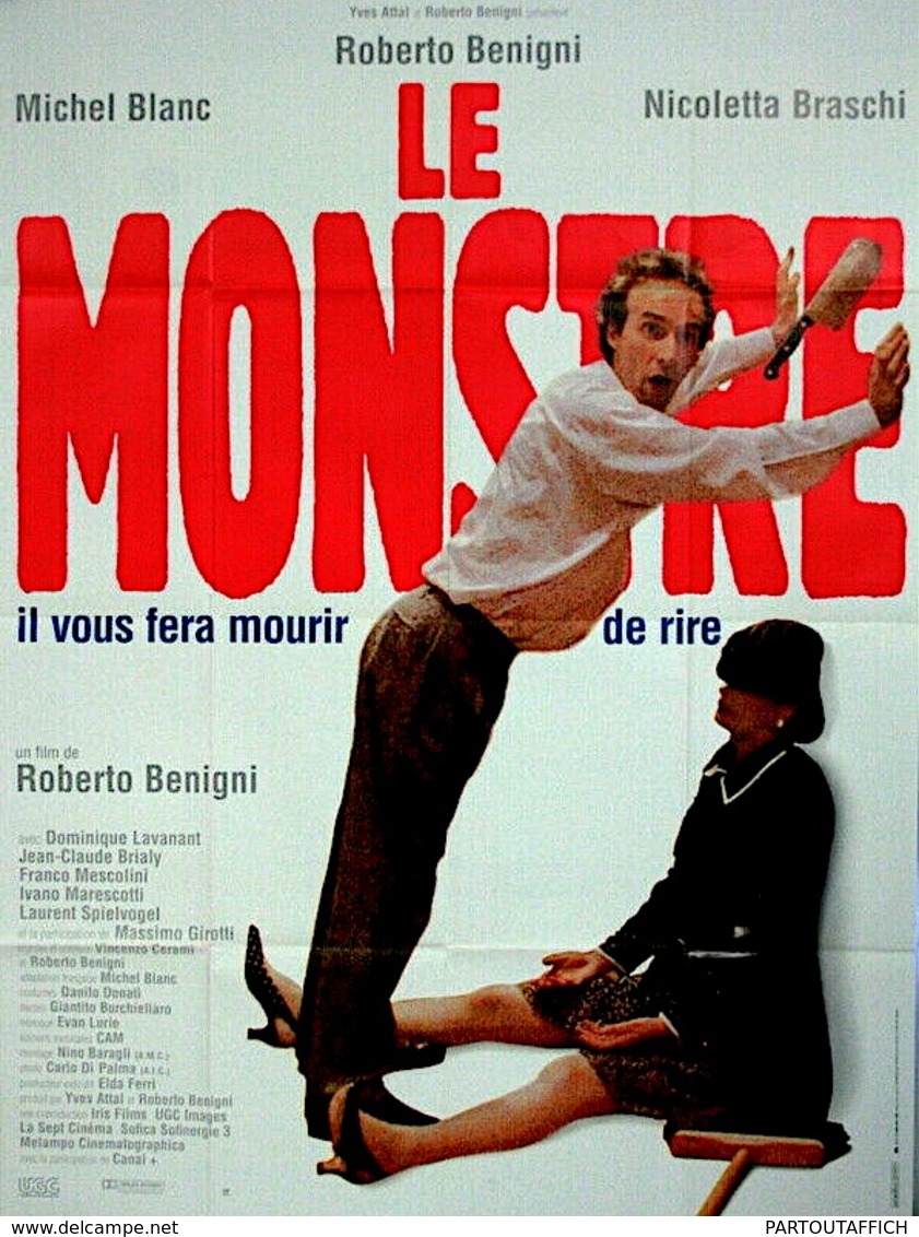 Aff Ciné LE MONSTRE Il Mostro 120X160 1994 Roberto Benigni Michel Blanc - Affiches & Posters