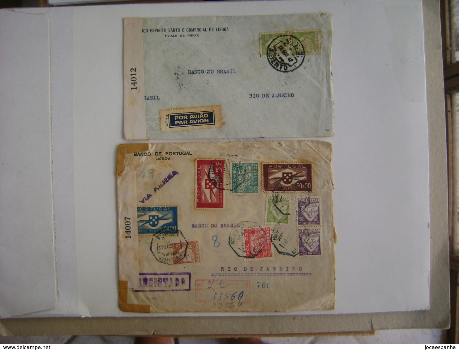 PORTUGAL - 2 LETTERS SENT TO RIO DE JANEIRO (BRAZIL) OPENED BY CENSOR IN 1942 IN THE STATE - Briefe U. Dokumente