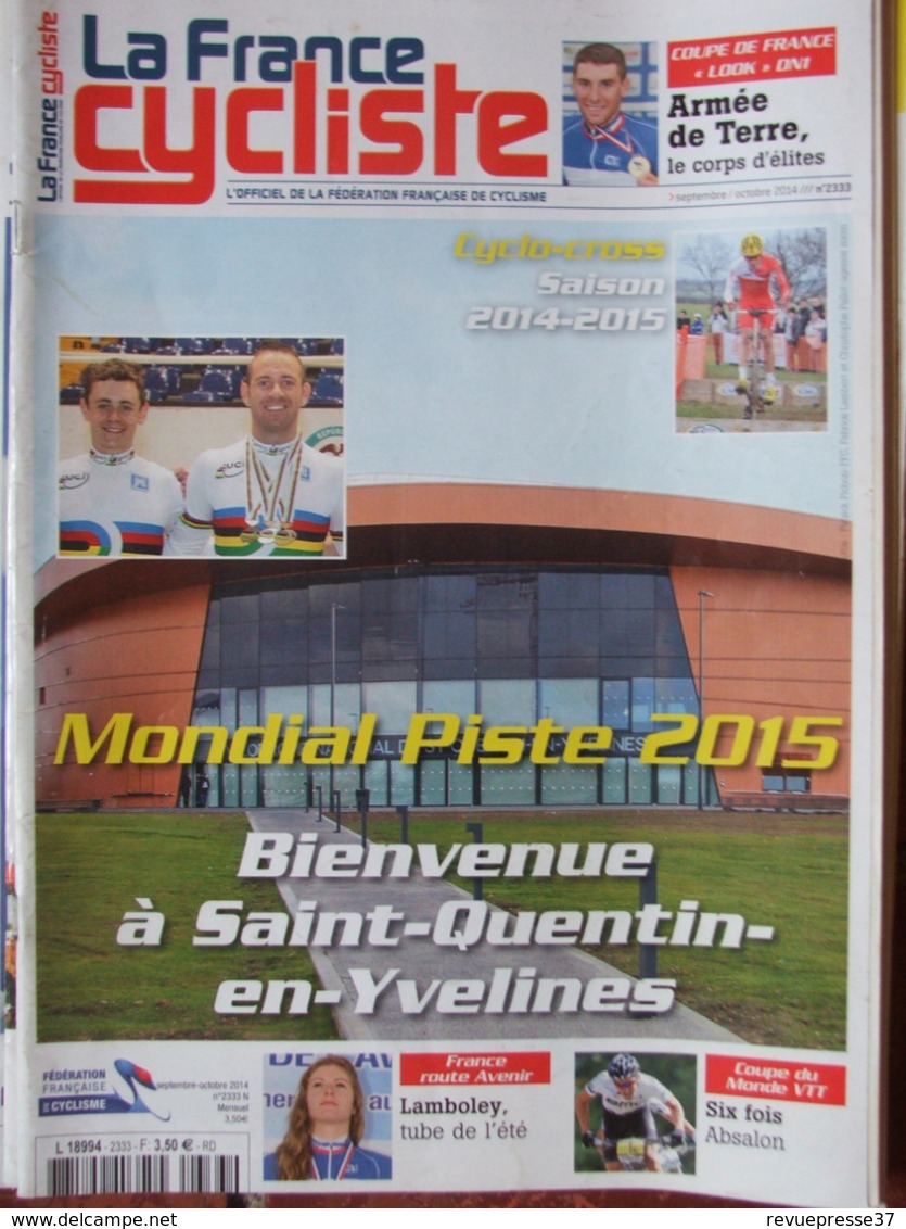 Revue La France Cycliste (sept/oct 2014) Mondial Piste 2015 St Quentin En Yvelines - Lamboley - Absalon - Sport
