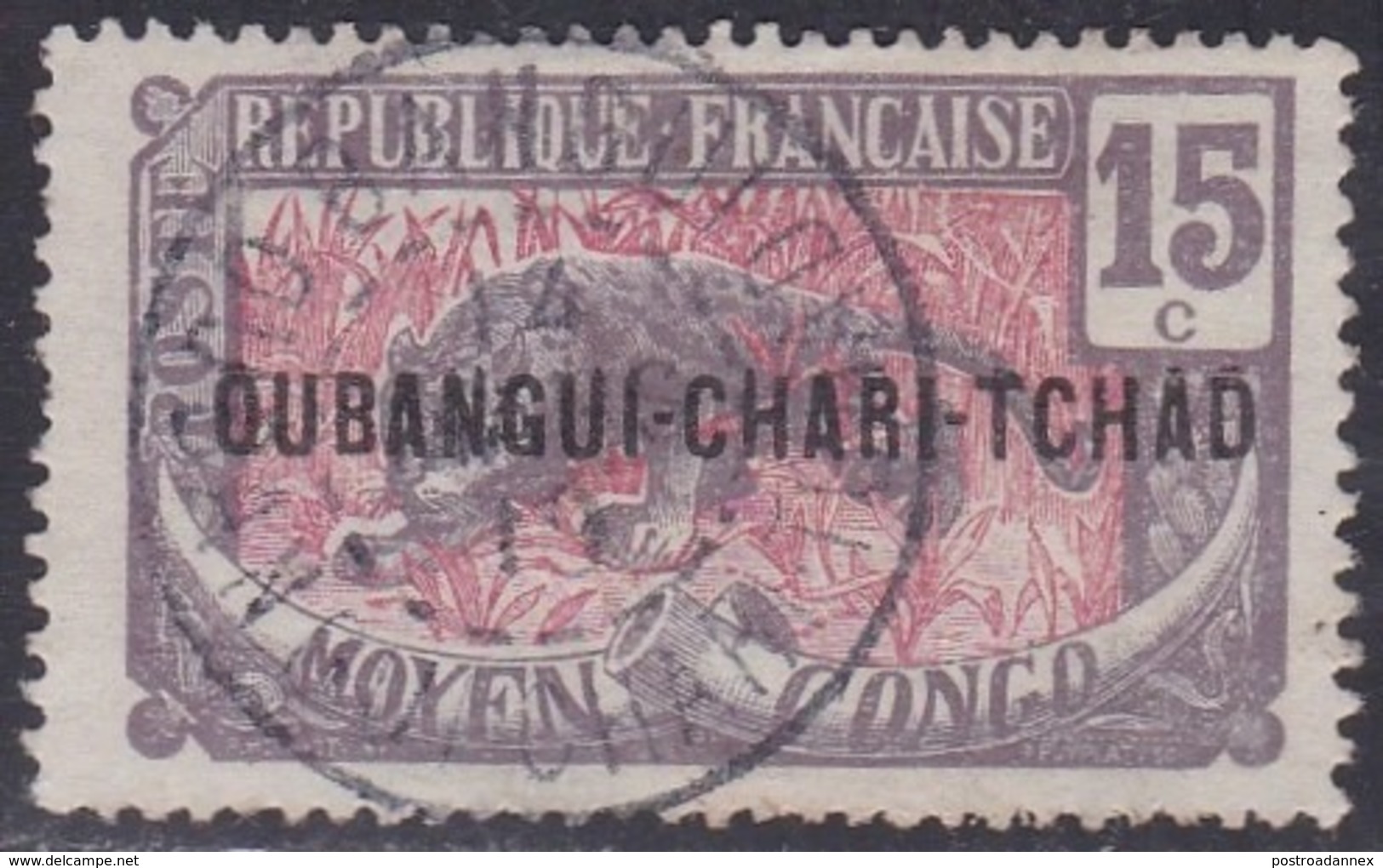 Ubangi-Shari, Scott #8, Used, Middle Congo Overprinted, Issued 1915 - Oblitérés