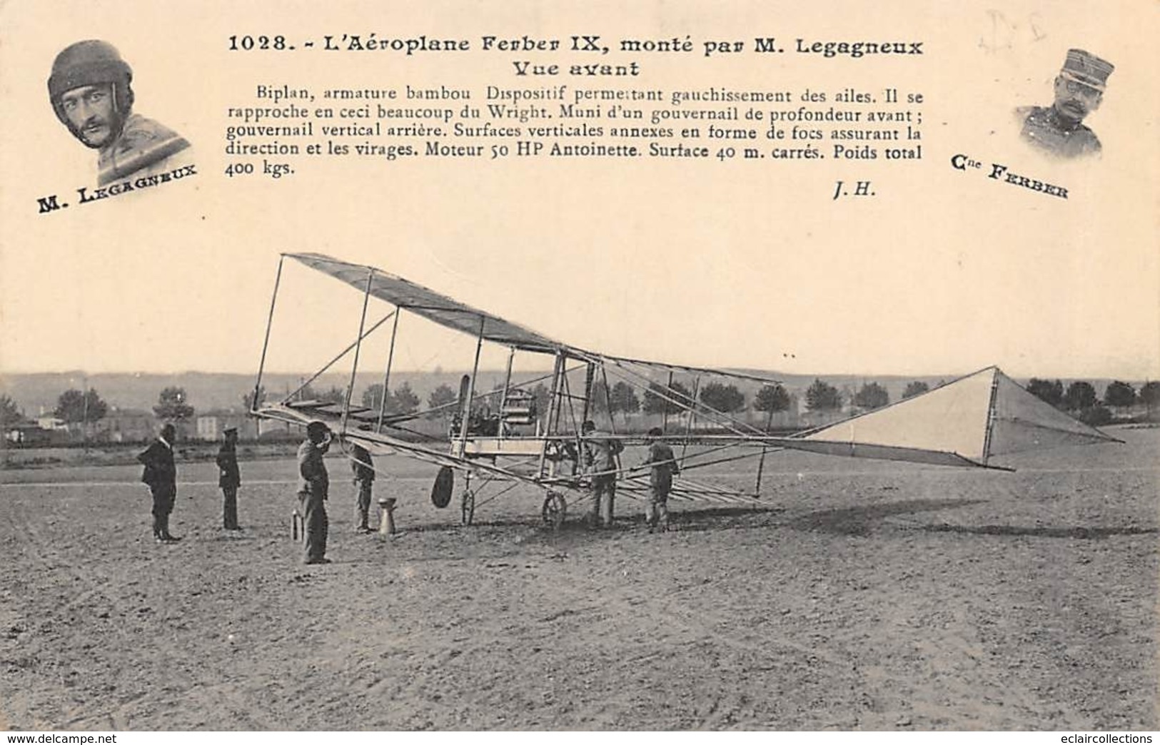 Thème : Aviation .    Legagneux   Aéroplane Ferber IX   (Pli Voir Scan) - Airmen, Fliers