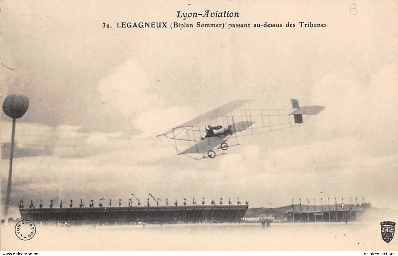 Thème : Aviation .    Legagneux    Biplan Sommer  Lyon Aviation    (Voir Scan) - Airmen, Fliers