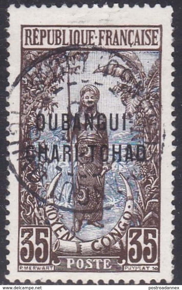 Ubangi-Shari, Scott #14, Used, Middle Congo Overprinted, Issued 1915 - Oblitérés