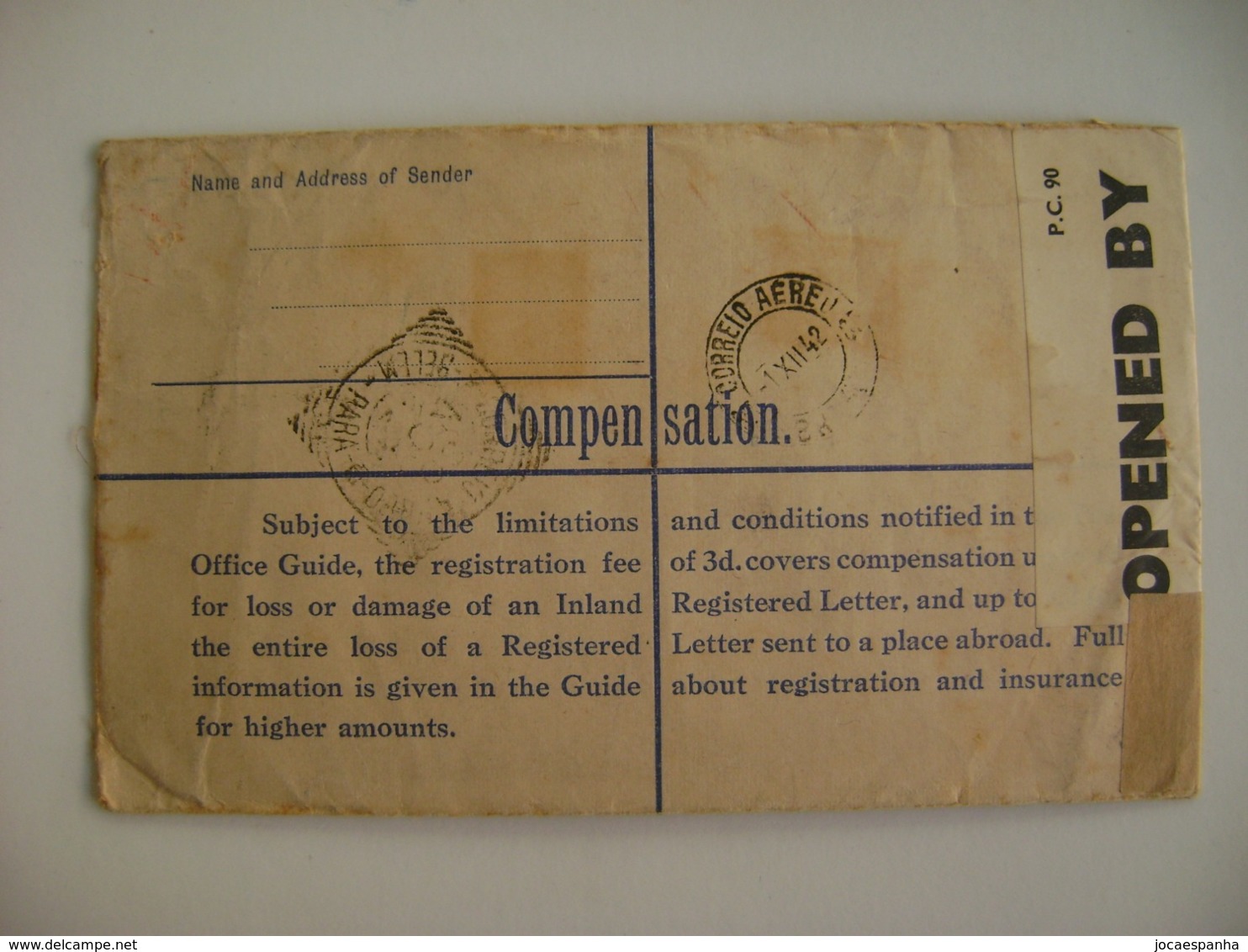 ENGLAND - ENVELOPE SENT FROM MANCHESTER TO RIO DE JANEIRO OPENED BY CENSOR IN 1942 IN THE STATE - Covers & Documents