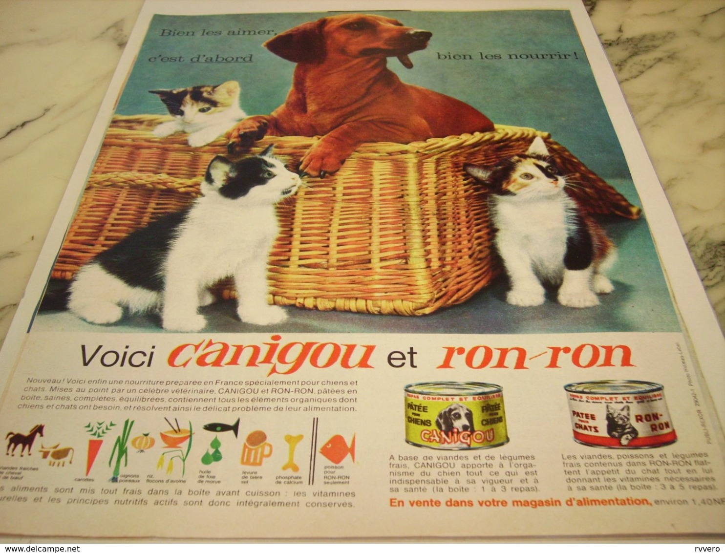 ANCIENNE PUBLICITE BONHEUR DU CHIEN ET DU CHAT CANIGOU 1964 - Other & Unclassified