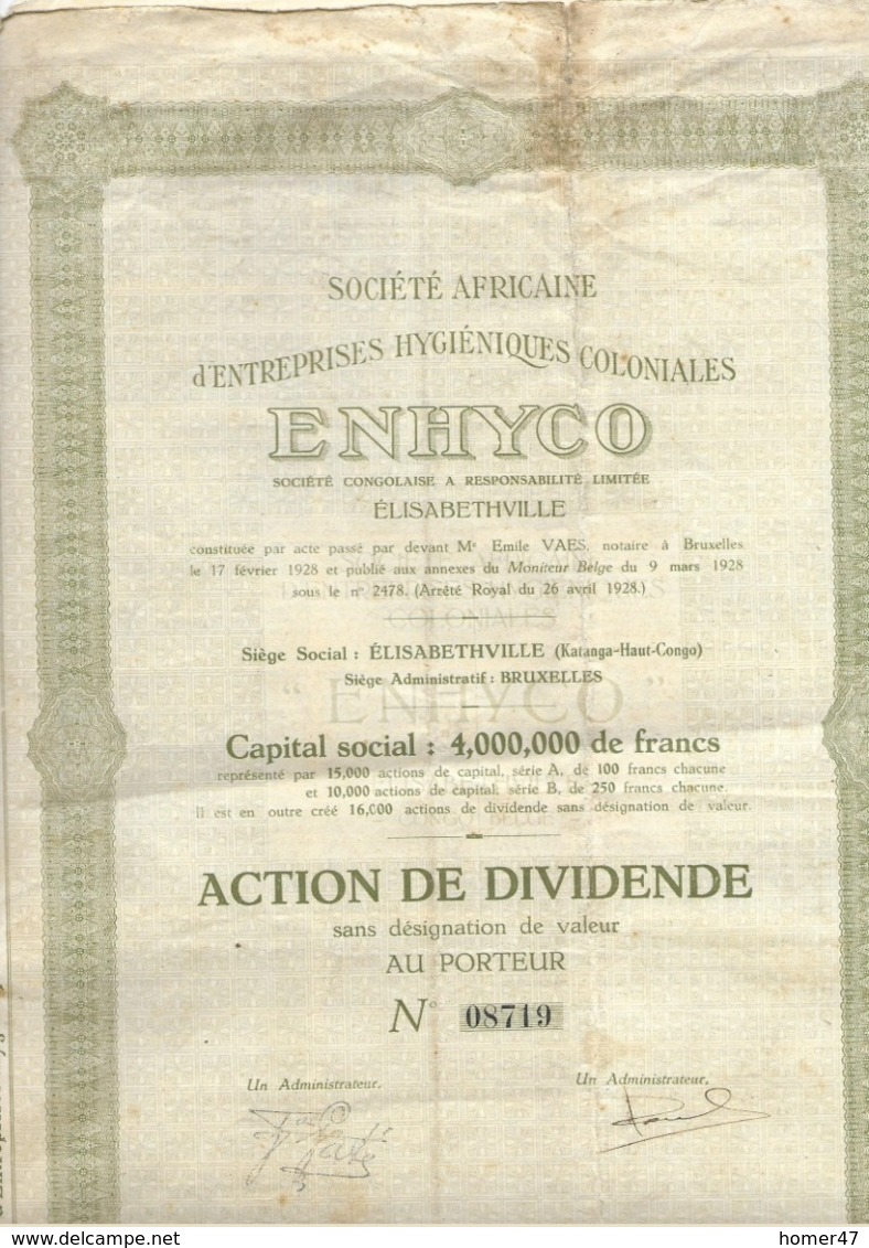 Soc. Africaine D'Entreprises Hygiéniques Colonial "ENHYCO" - Afrika