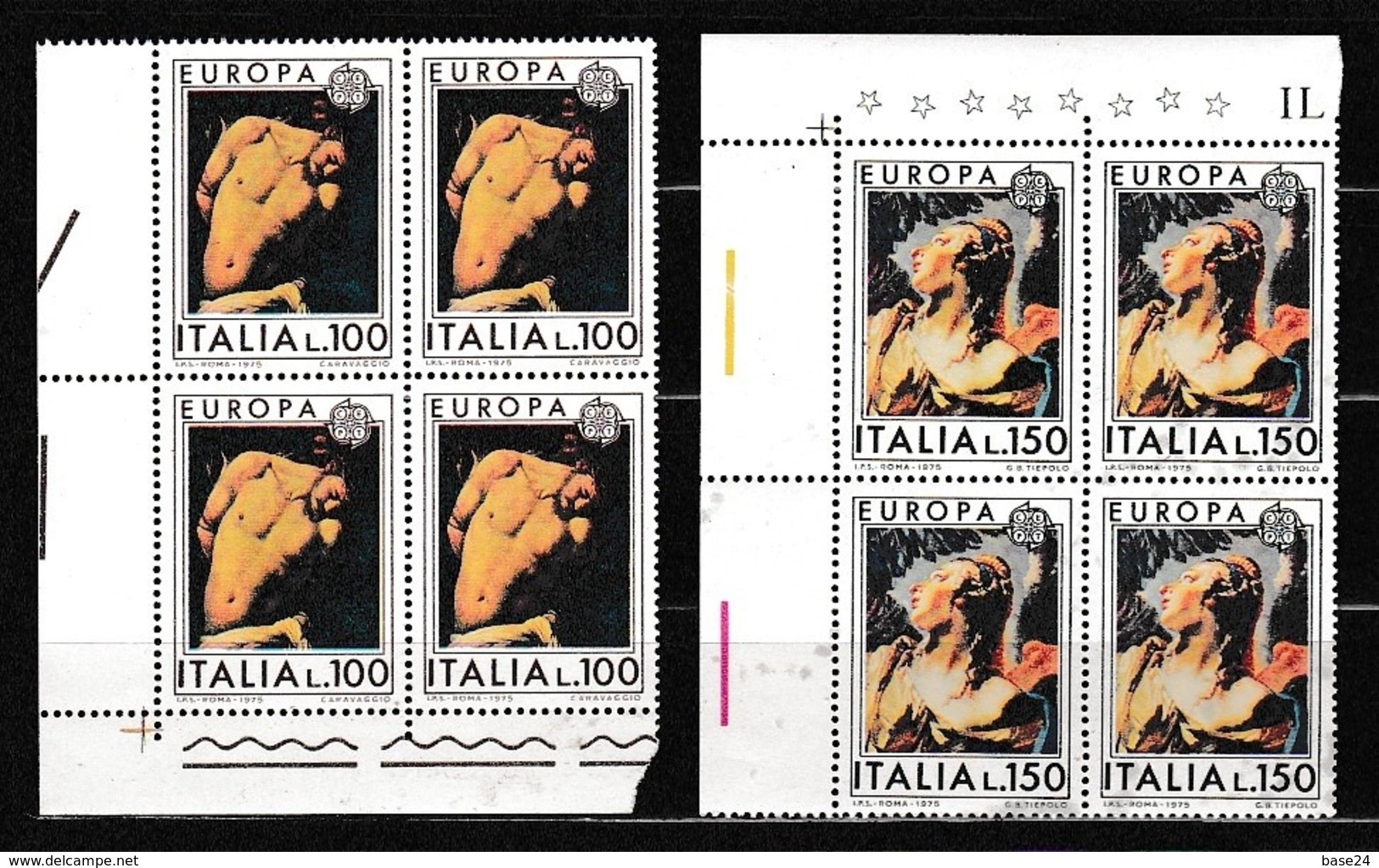 1975 Italia Italy Repubblica EUROPA CEPT EUROPE 4 Serie Di 2v. In Quartina  MNH** PITTURA PAINTING - 1975