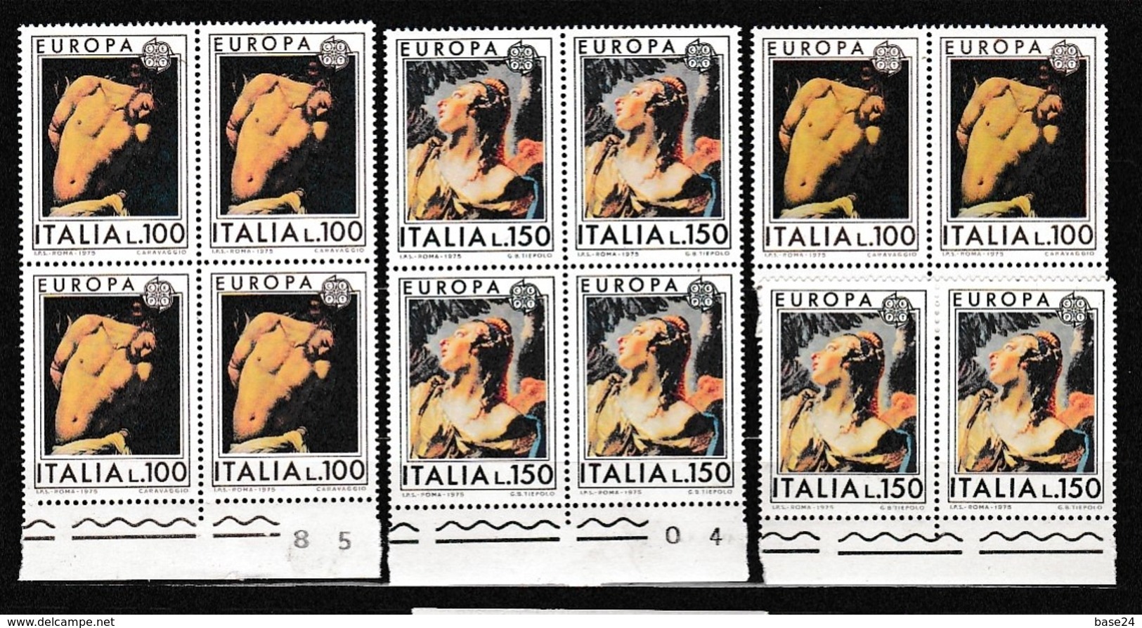 1975 Italia Italy Repubblica EUROPA CEPT EUROPE 6 Serie Di 2v. In Quartina + 2 MNH** PITTURA PAINTING - 1975