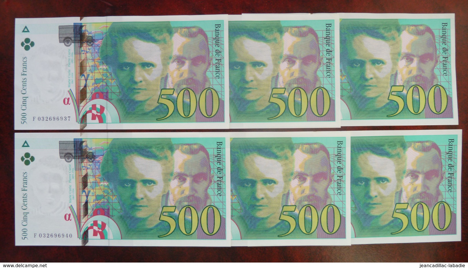 6 X 500 Francs Marie Curie, Neuf, N° Suivi - 500 F 1994-2000 ''Pierre En Marie Curie''