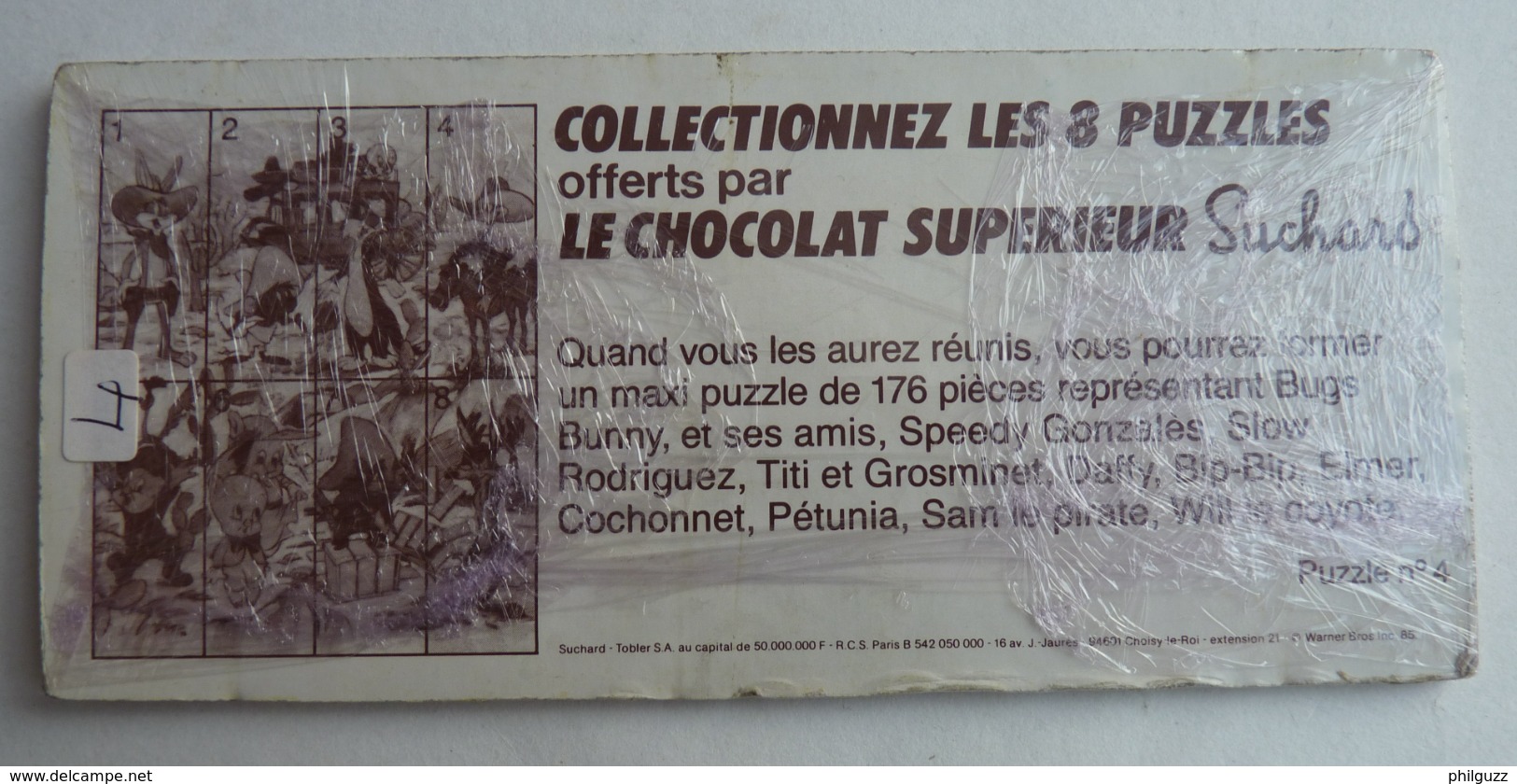 RARE PUZZLE N°4 CHOCOLAT SUCHARS WARNER BROSS 1985 DAFFY DUCK - Puzzels