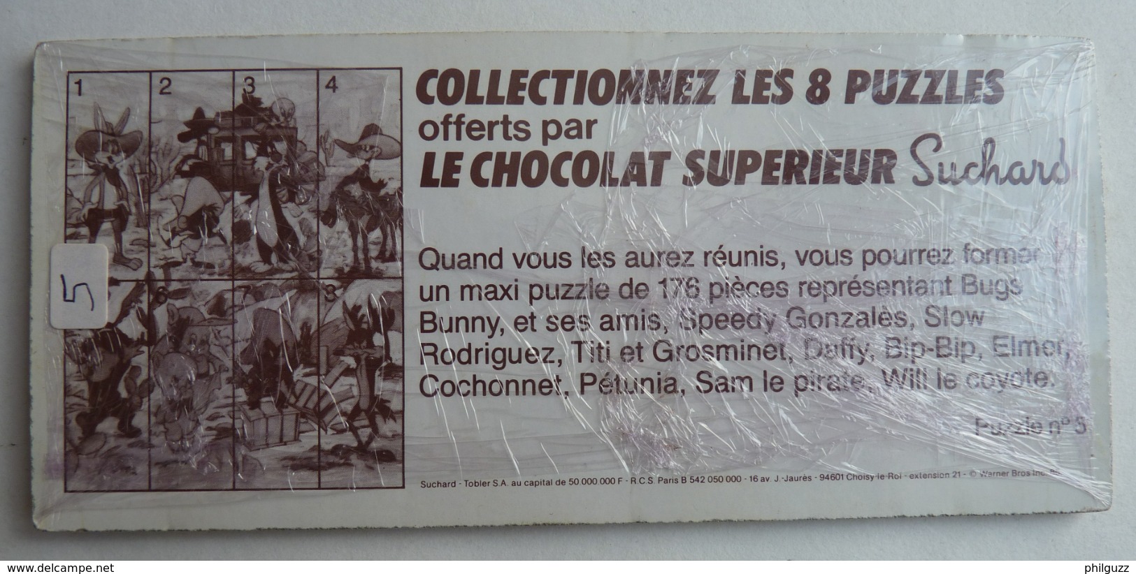 RARE PUZZLE N°5 CHOCOLAT SUCHARS WARNER BROSS 1985 BIP BIP ET ELMER - Puzzels