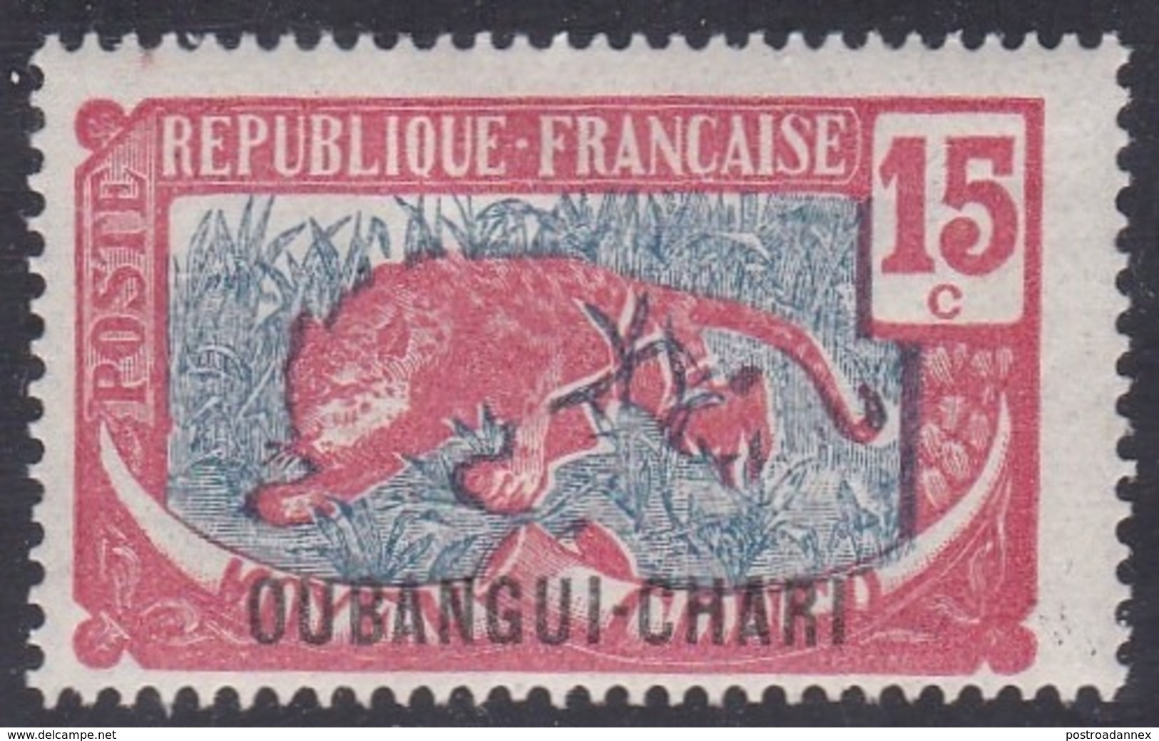 Ubangi-Shari, Scott #28, Mint Hinged, Middle Congo Overprinted, Issued 1922 - Neufs