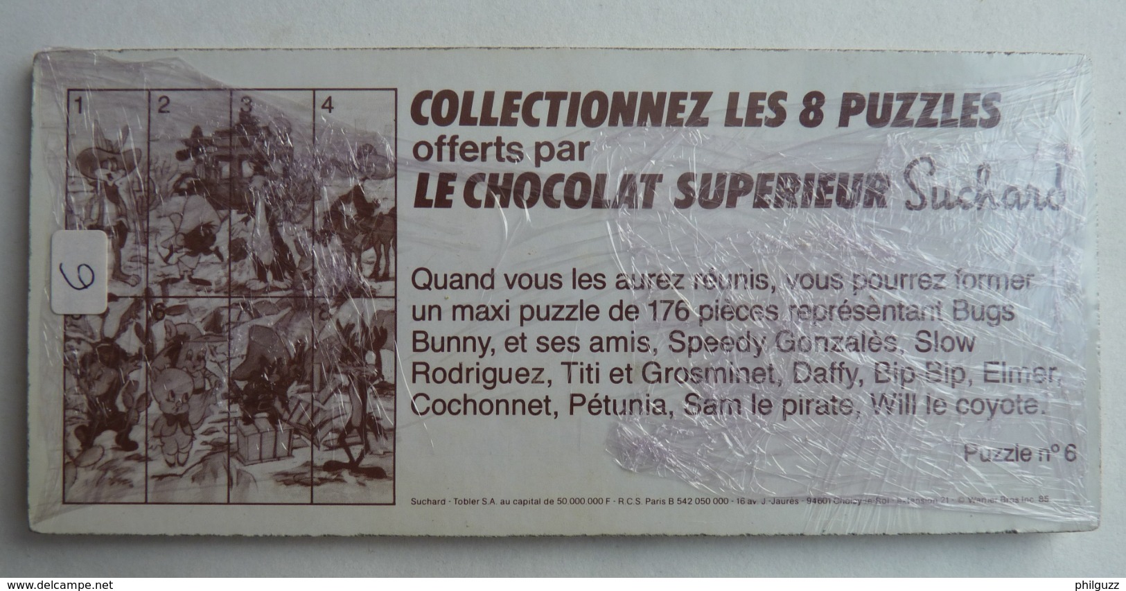 RARE PUZZLE N°6 CHOCOLAT SUCHARS WARNER BROSS 1985 COCHONET - Puzzels