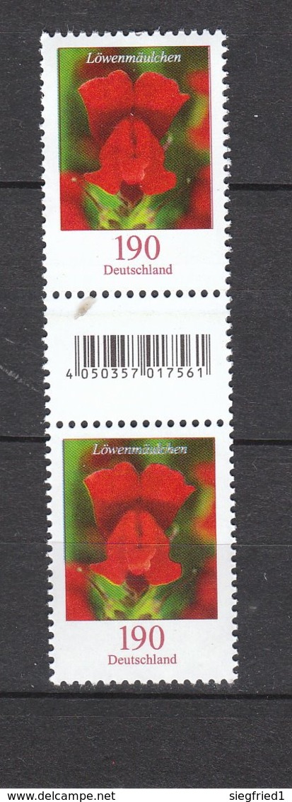 Deutschland BRD **    3474 Blumen Löwenmäulchen SZd 2 Mit EAN Code Eine Marke Mit Nummer    Neuausgabe 1.7.2019 - Unused Stamps