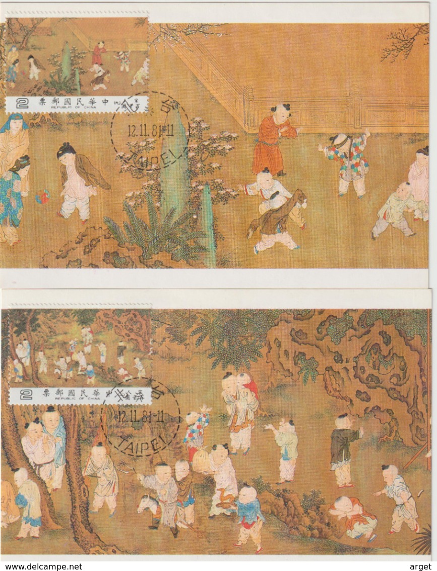 Carte Maximum TAIWAN N°Yvert 1379/1388 (Musée Taipeh- Peinture Ancienne Chinoise) Série De 10 Cartes Obl Sp 1er Jour - Maximumkaarten