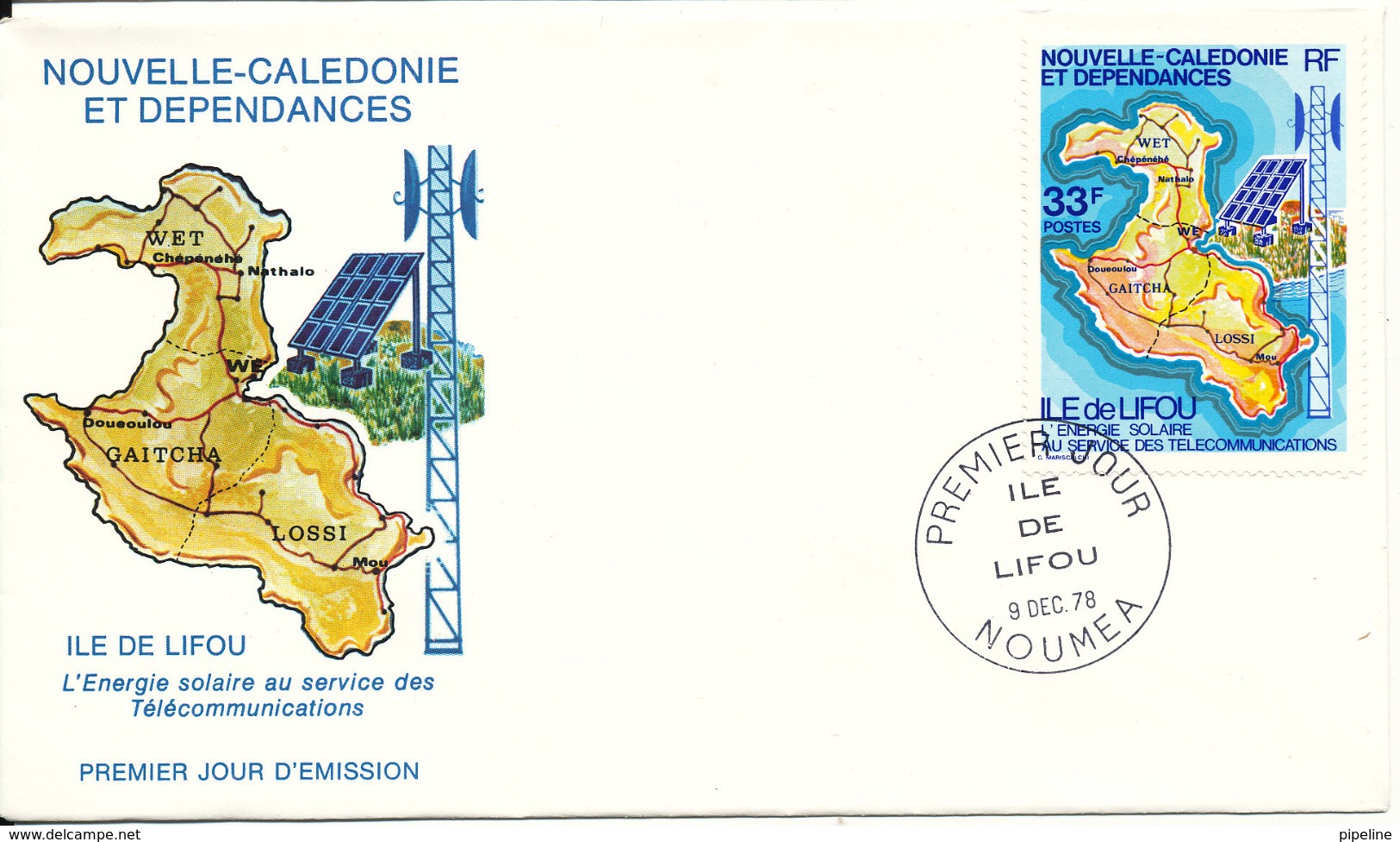 New Caledonia FDC 9-12-1978 Telecommunications Through Solar With Cachet - FDC