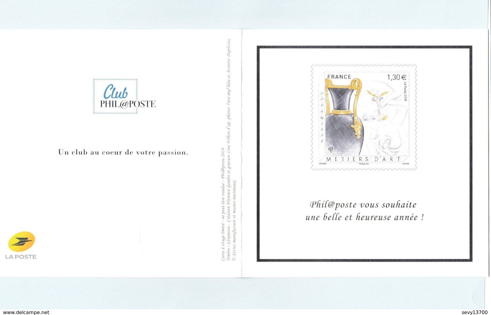 Philaposte - Voeux 2019 - Métiers D'Art - Tirage Limité Réservé Aux Membres Club Phil@poste - Documents De La Poste