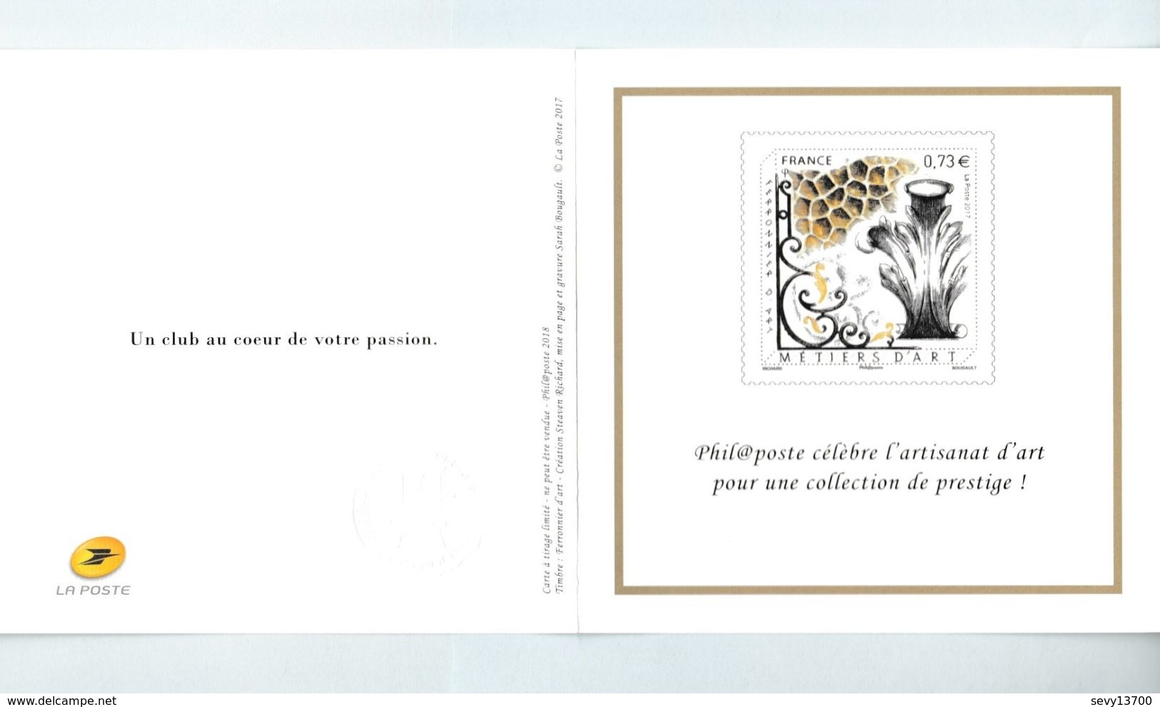 Philaposte - Voeux 2018 - Métiers D'Art - Tirage Limité Réservé Aux Membres Club Phil@poste - Documents Of Postal Services