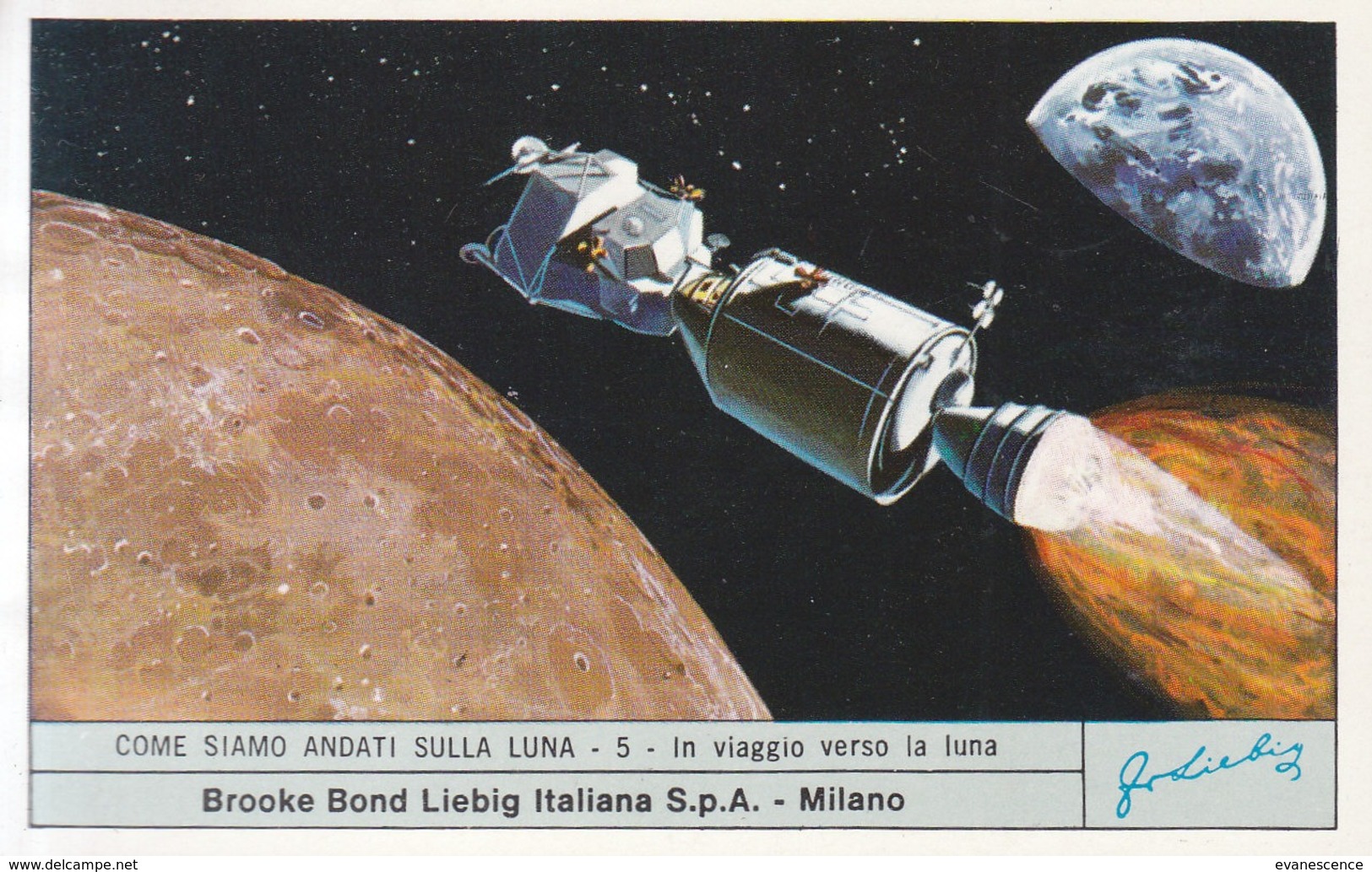 Chromos Liebig Italie : lot de 6  : Come siamo ndati sulla luna    ///  REF  OCT. 19 ///  N° 9496