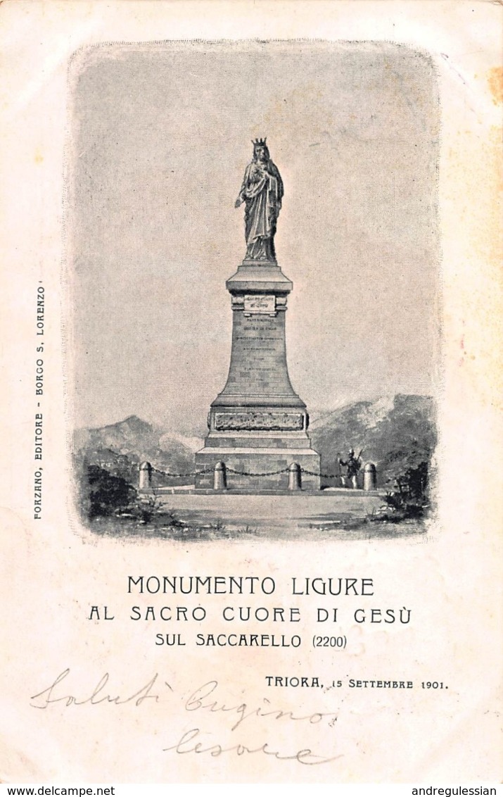CPA MONUMENTO LIGURE AL SACRO CUORO DI GESU SUL SACCARELLO ( 2200 ) TRIORA, 15 Sept 901 - Imperia