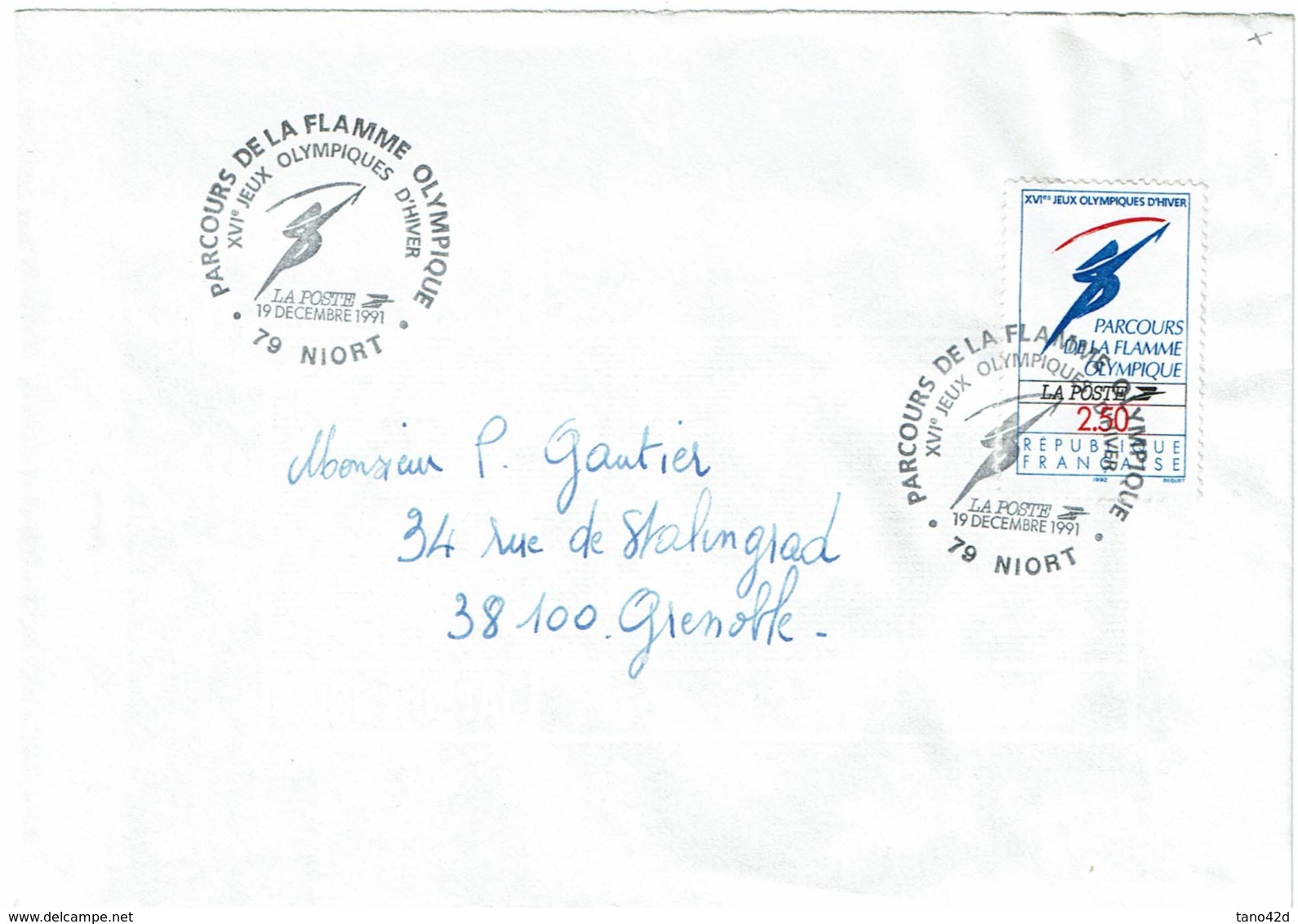 LCTN58/2 - PARCOURS DE LA FLAMME OLYMPIQUE DECEMBRE 1991 - Briefmarkenausstellungen