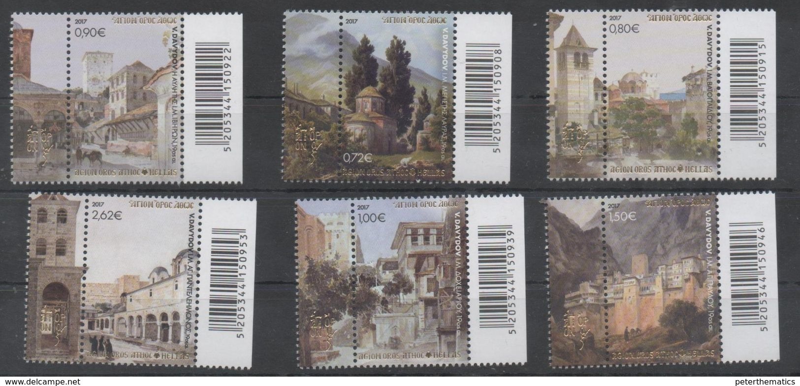 GREECE, MT. ATHOS, 2017, MNH,  PART II, PAINTERS, ENGRAVERS, ART, MONASTERIES, MOUNTAINS, 6v, - Sonstige & Ohne Zuordnung