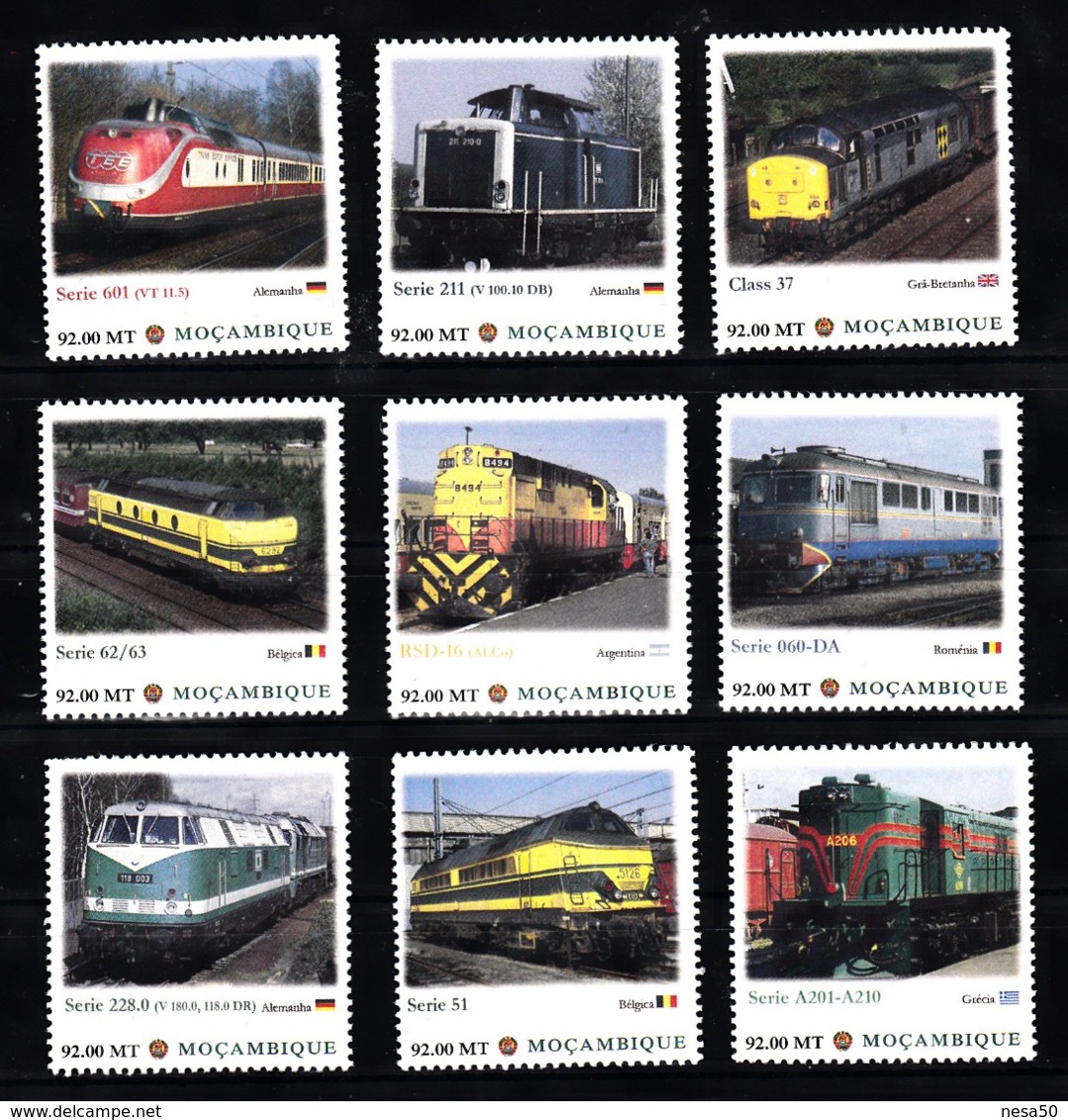 Trein, Train, Locomotive, Eisenbahn Mocambique : 9 Treinen Uit Duitsland, UK, Belgie, Griekenland, Argebtinie - Trains