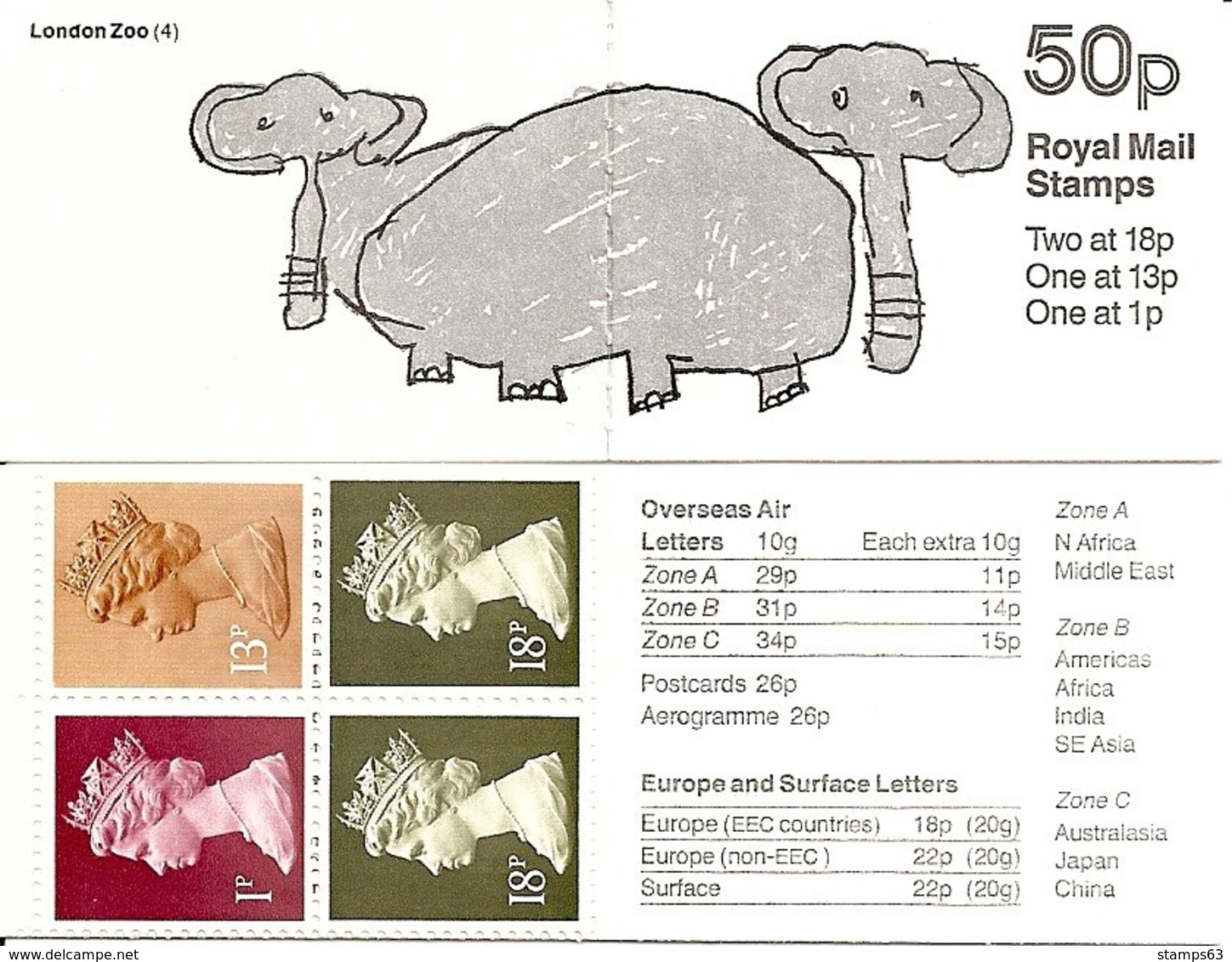 GREAT BRITAIN, FOLDED BOOKLET, 1988, FB 49,  London Zoo, 4 - Markenheftchen