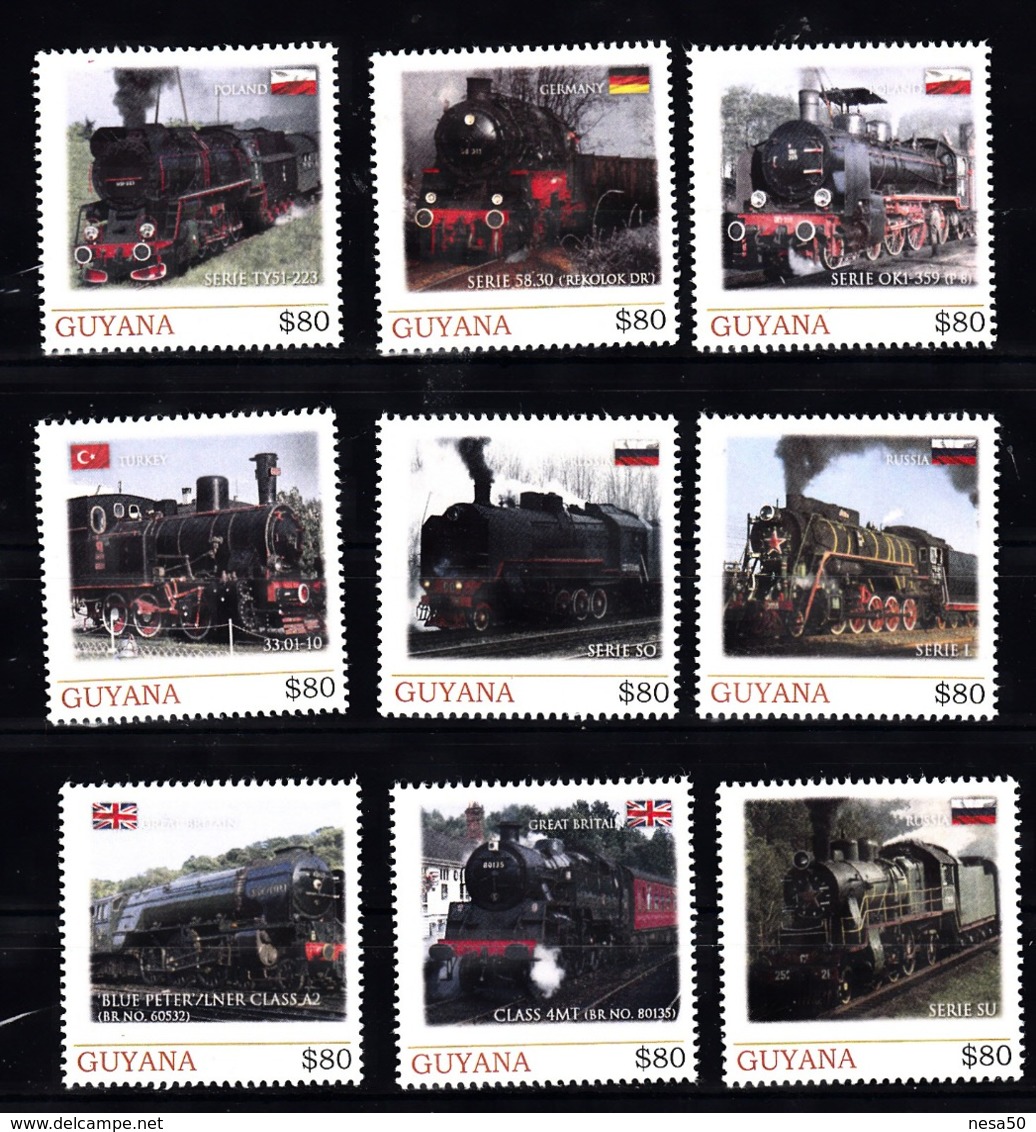 Trein, Train, Locomotive, Eisenbahn Guyana : 9 Treinen Uit Duitsland, UK, Rusland, Polen, Turkije, - Treni