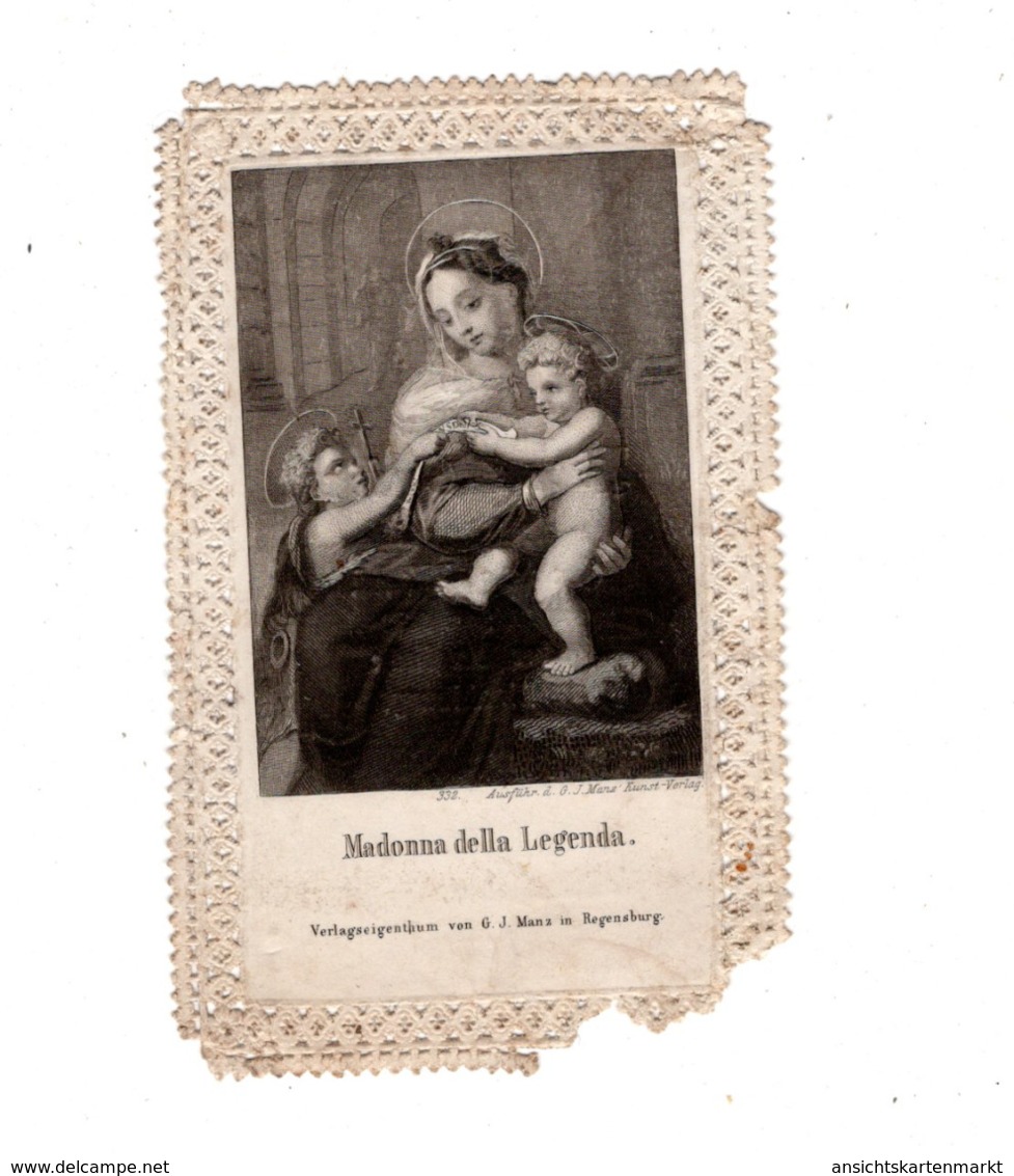 Andachtsbild Von 1872, Bergkirche Zu Binabiburg, Madonna Della Legenda, Verlag G.J. Manz Regensburg, Beschädigt - Santini