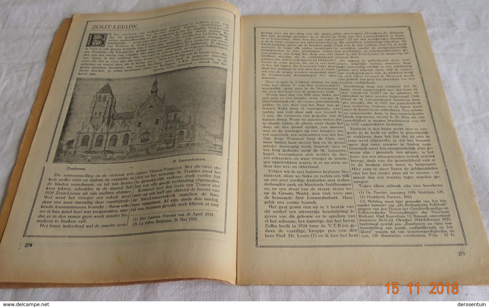 A0250	[Tijdschrift] Toerisme 1928 22 + 23 [Zoutleeuw Léau H. Thiry Scholierendal Helspiegel Leonarduskerk Kerk Van] - Aardrijkskunde & Geschiedenis