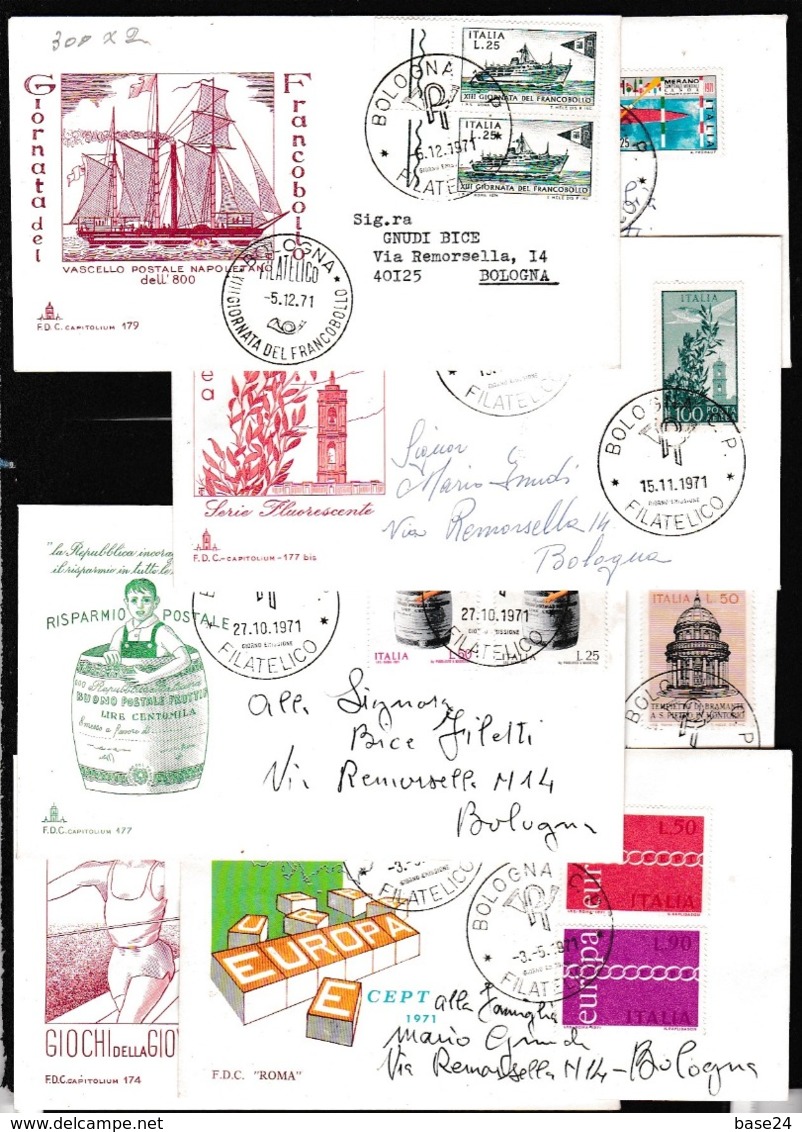 1971 Italia Italy Repubblica 14 FDC In Parte Viaggiate - FDC