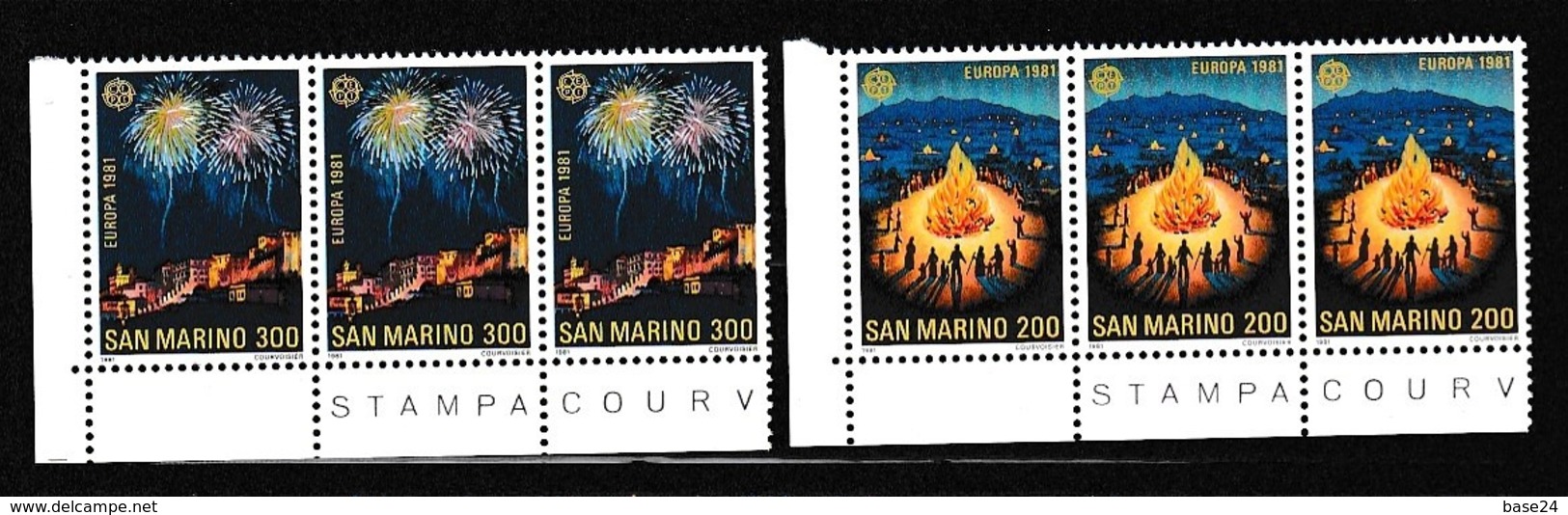 1981 San Marino Saint Marin EUROPA CEPT EUROPE 3 Serie Di 2 Valori Striscia MNH** FOLCLORE FOLKLORE - 1981