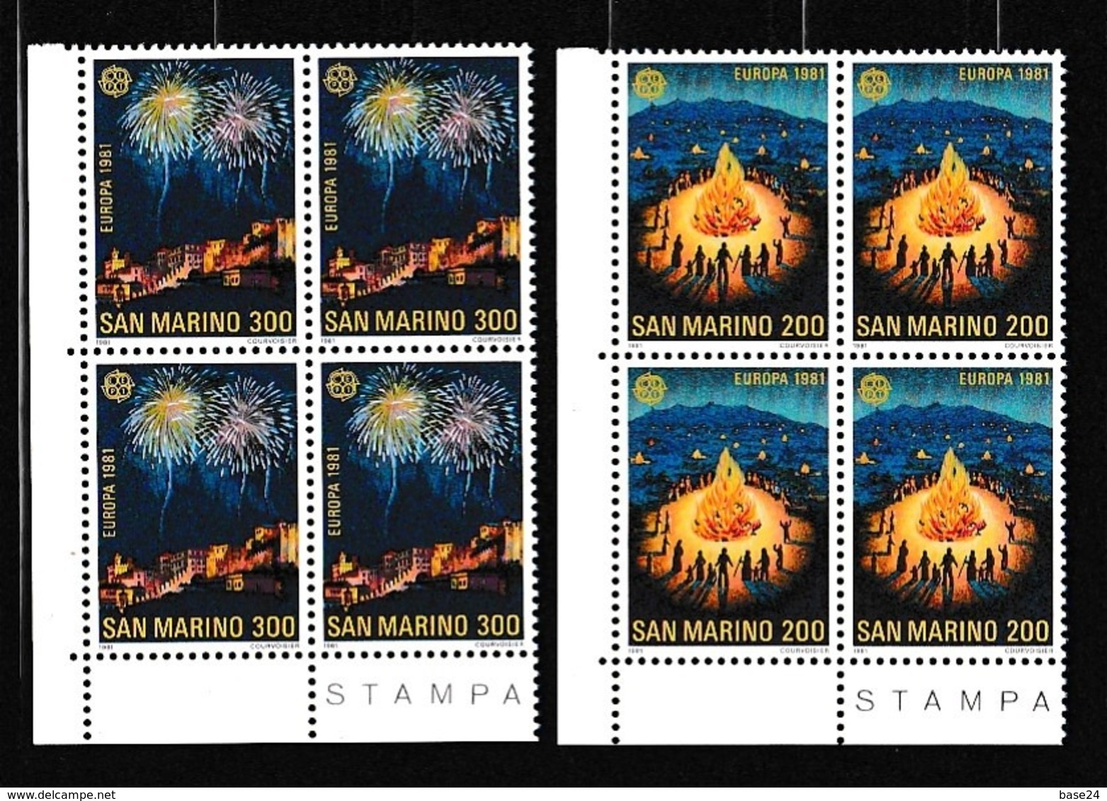 1981 San Marino Saint Marin EUROPA CEPT EUROPE 4 Serie Di 2 Valori Quartina MNH** FOLCLORE FOLKLORE Bl.4 - 1981