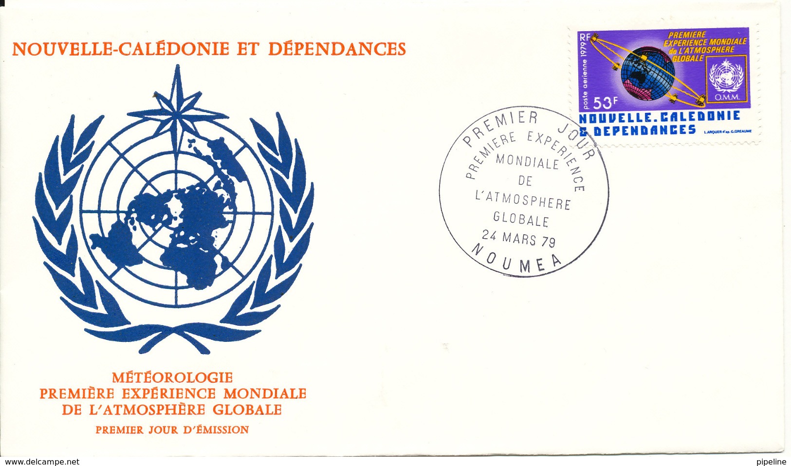 New Caledonia FDC 24-3-1979 Survey Of Global Atmosphere With Cachet - FDC