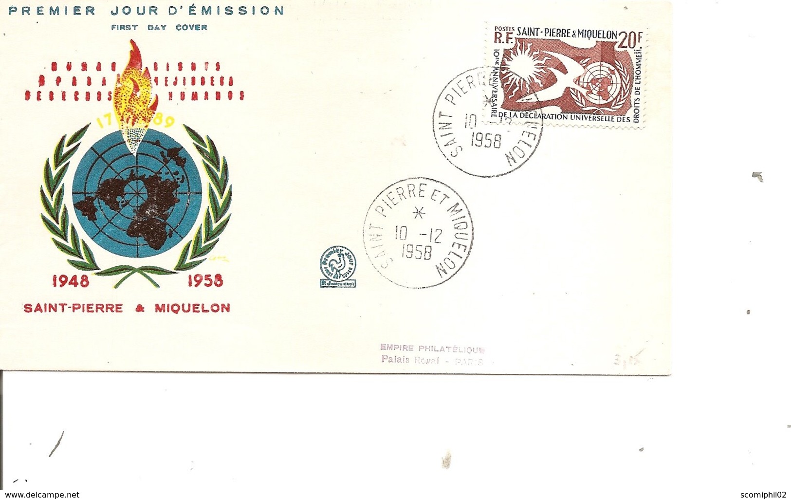 Saint-Pierre Et Miquelon - Droits De L'homme ( FDC De 1958 à Voir) - Covers & Documents