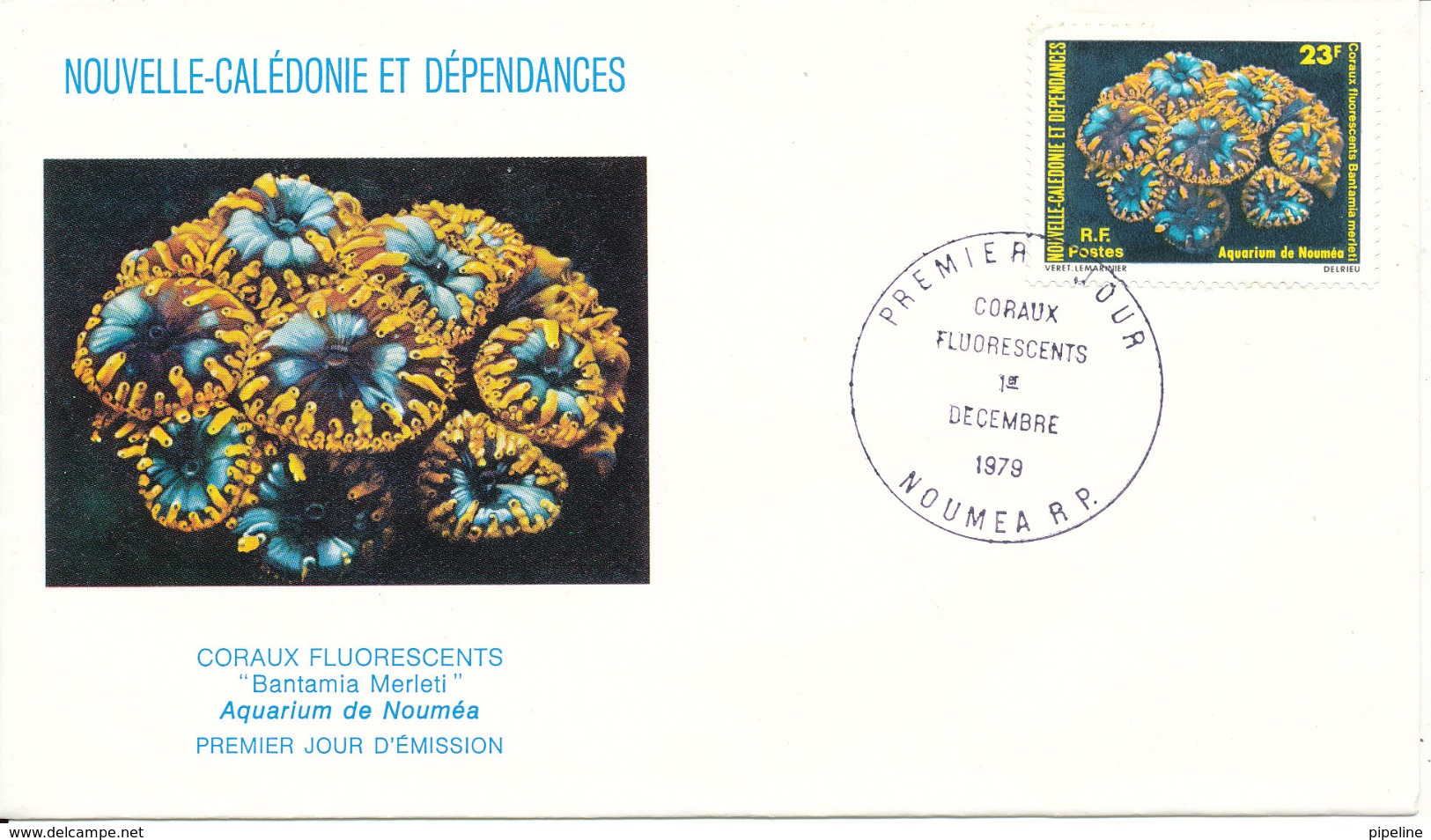 New Caledonia FDC 1-12-1979 Fluorescent Corals With Cachet - FDC