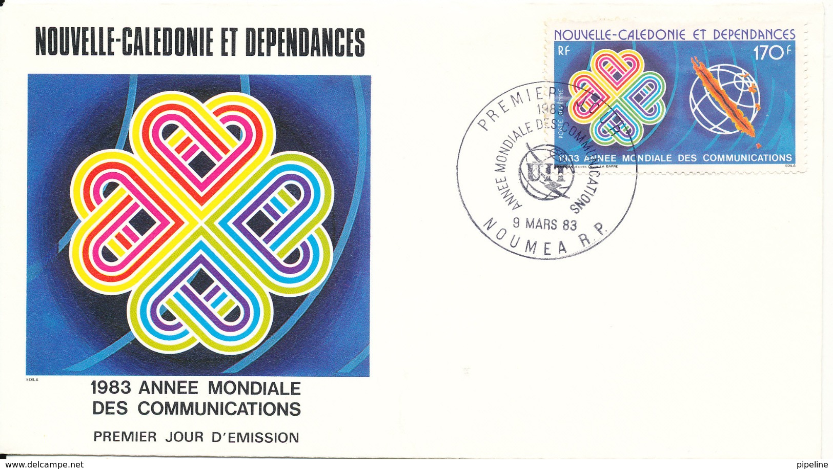 New Caledonia FDC 9-3-1983 World Communication Year With Cachet - FDC