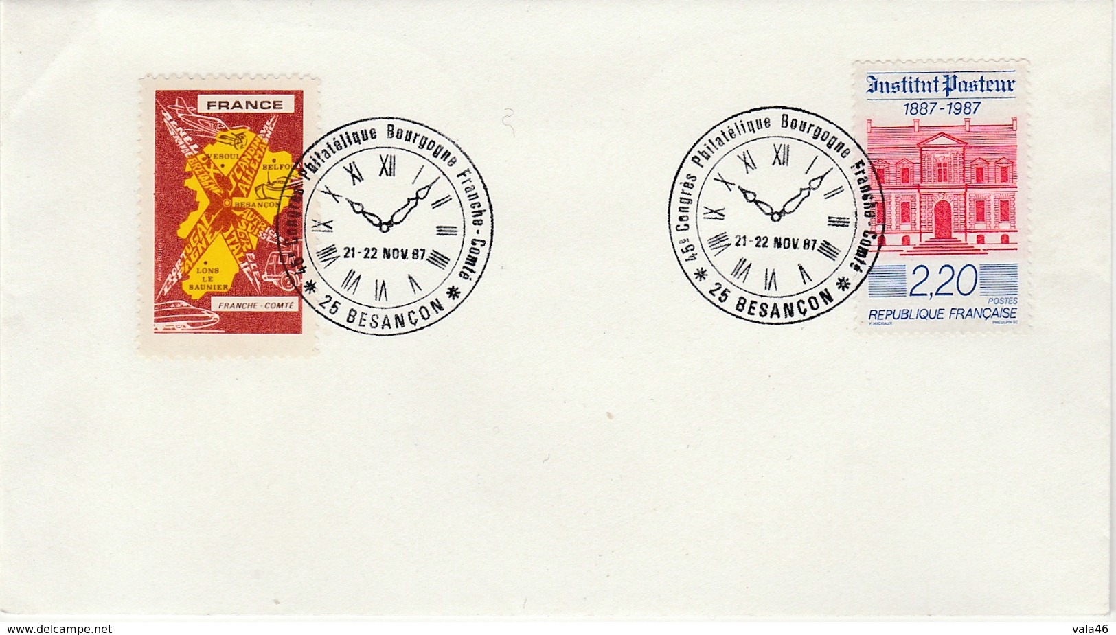 LETTRE MARCOPHILIE PASTEUR N° 2496 OBL TEMPORAIRE CONGRES REGIONAL DE FRANCHE COMTE - Temporary Postmarks