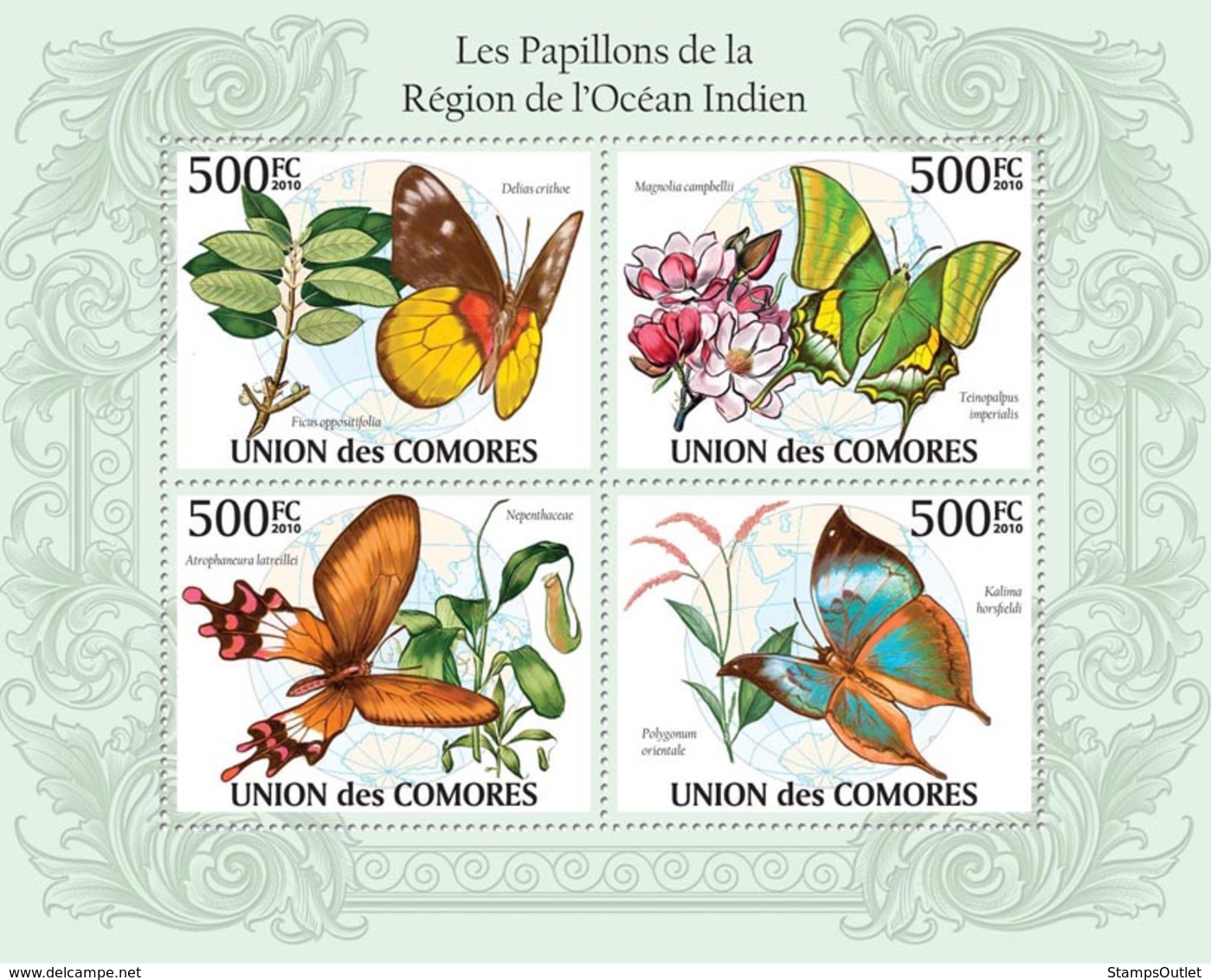 COMORES 2010 - Butterflies In Region Of Indian Ocean. YT 1931-1934, Mi 2667-2670 - Comoren (1975-...)