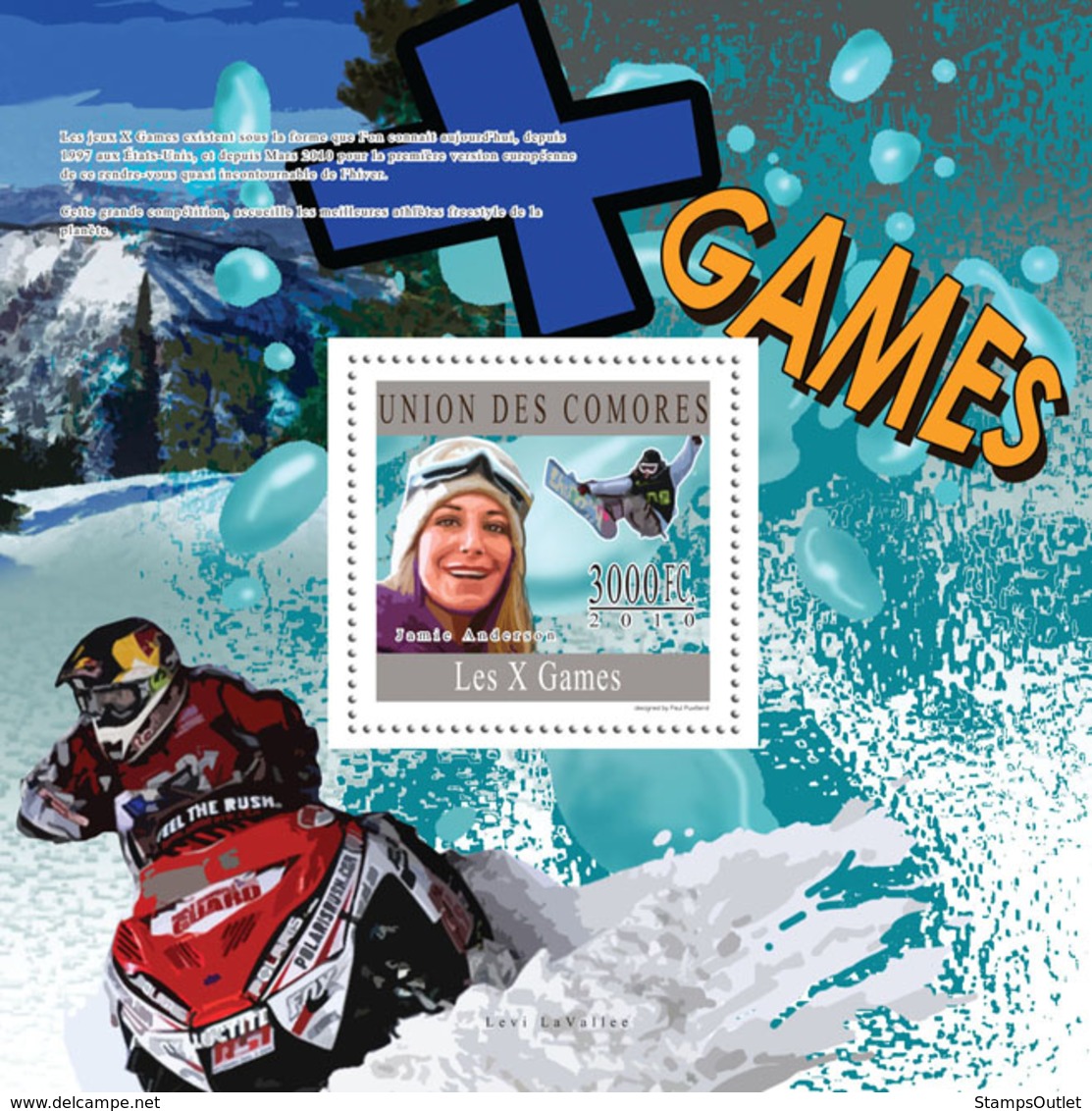 COMORES 2010 - X Games (Jamie Anderson). YT 269, Mi 2760/BL586 - Comores (1975-...)