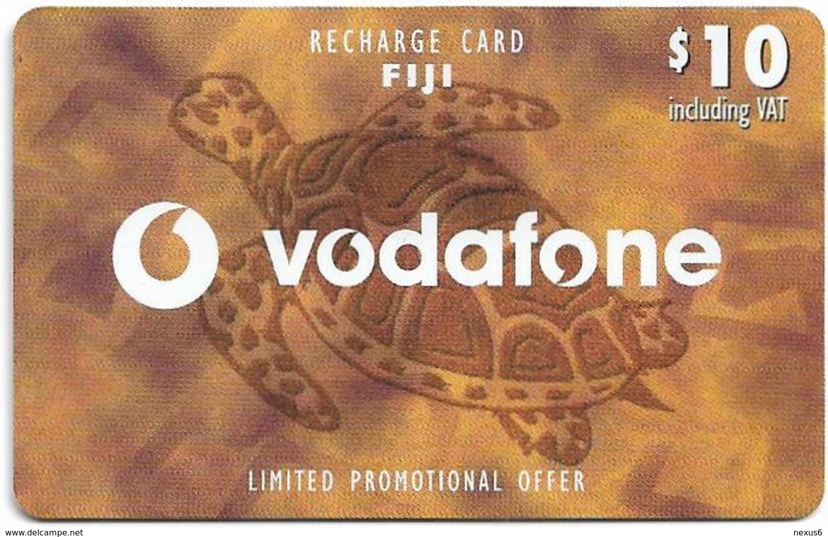 Fiji - Vodafone - Turtle, Cn.00180, Small Barcode, GSM Refill 10$, Used - Fidji