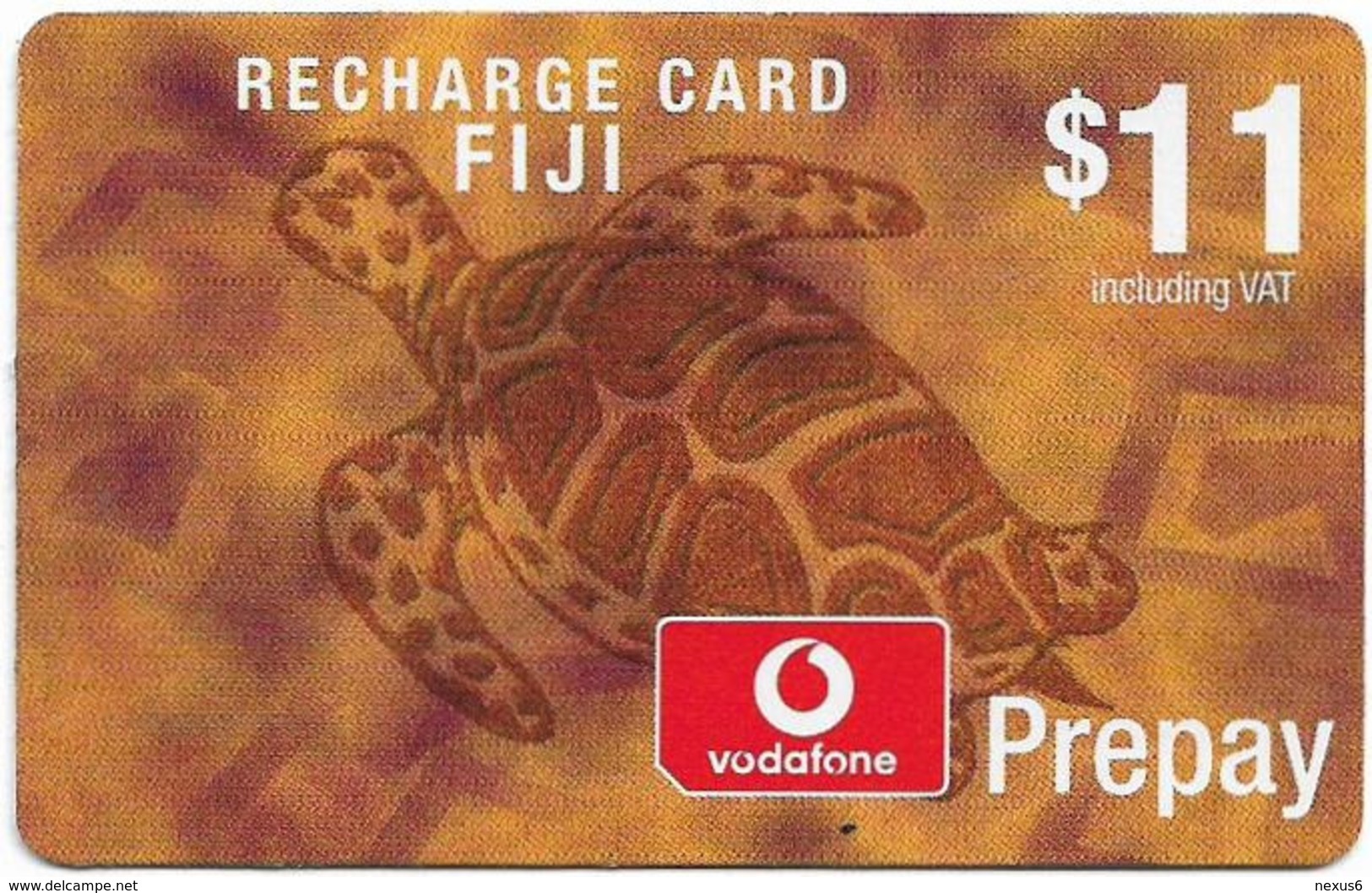 Fiji - Vodafone - Turtle, Cn.00180, No Value Sticker, With Vodafone Logo, GSM Refill 11$, Used - Figi